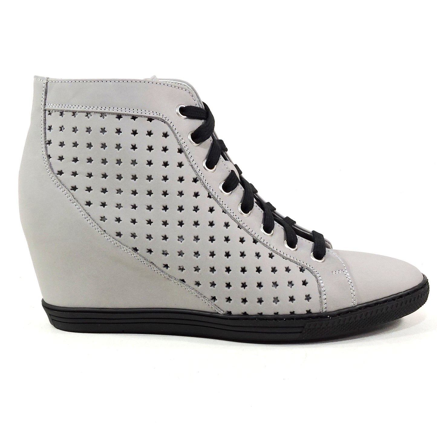 LUIGI TRAINI 🇮🇹 WOMEN'S GREY SUEDE COMFORT SUMMER WEDGE ANKLE BOOTIE