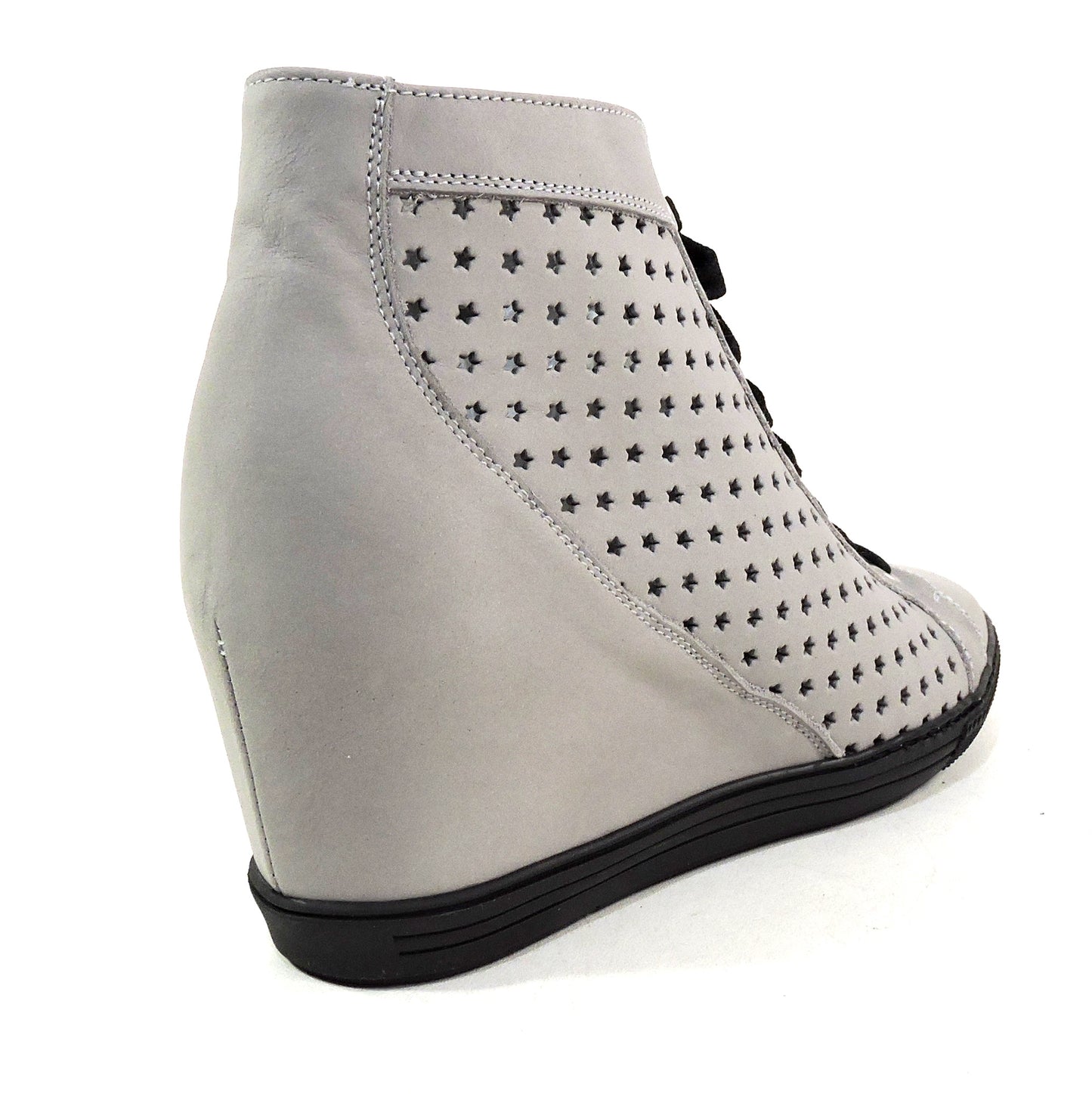 LUIGI TRAINI 🇮🇹 WOMEN'S GREY SUEDE COMFORT SUMMER WEDGE ANKLE BOOTIE