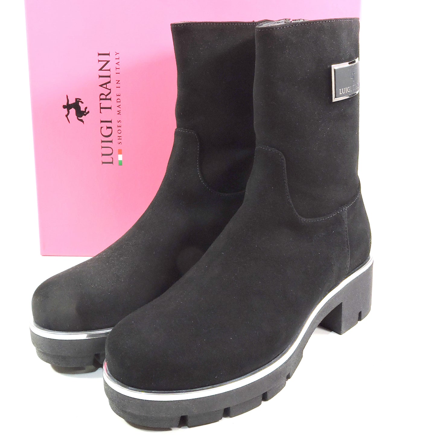 LUIGI TRAINI 🇮🇹 WOMEN'S BLACK SOFT SUEDE COMFORT WINTER BOOTS