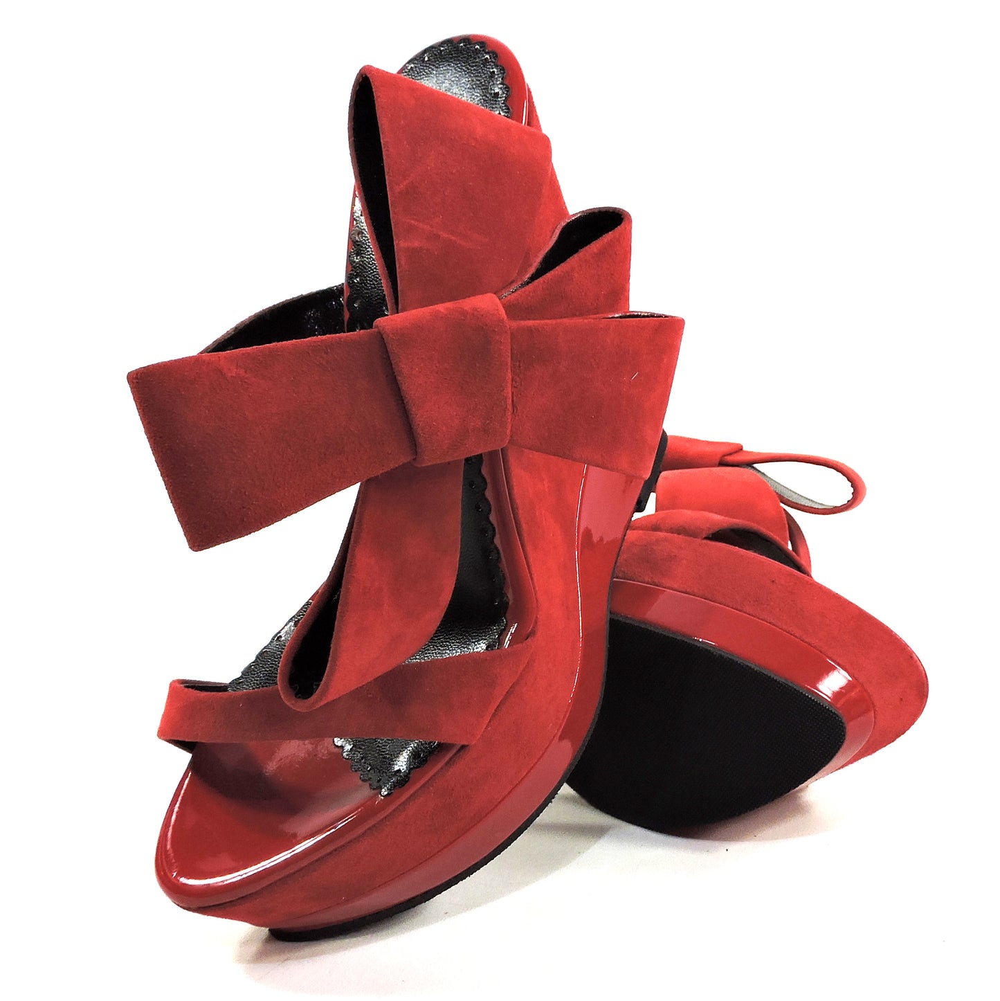 HELOISE 🇮🇹 WOMEN'S RED SUEDE WEDGE COMFORT SUMMER MULES