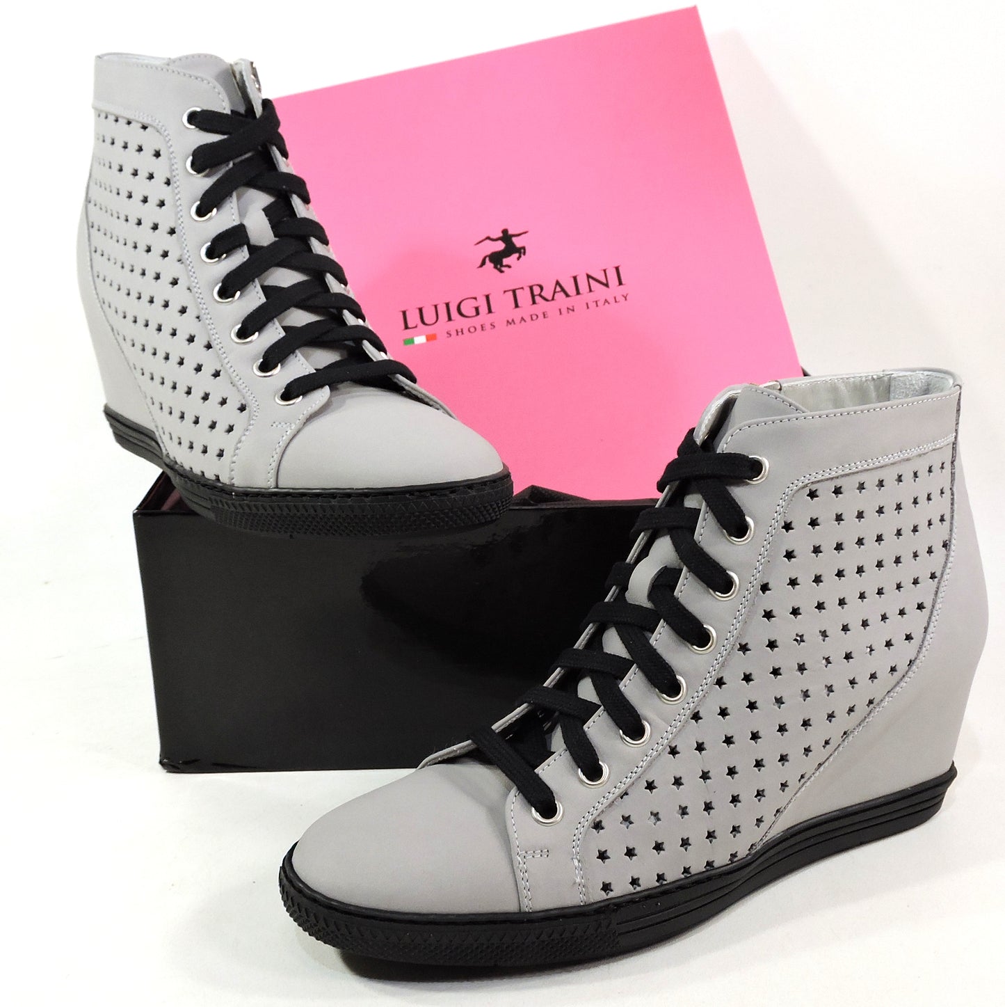 LUIGI TRAINI 🇮🇹 WOMEN'S GREY SUEDE COMFORT SUMMER WEDGE ANKLE BOOTIE