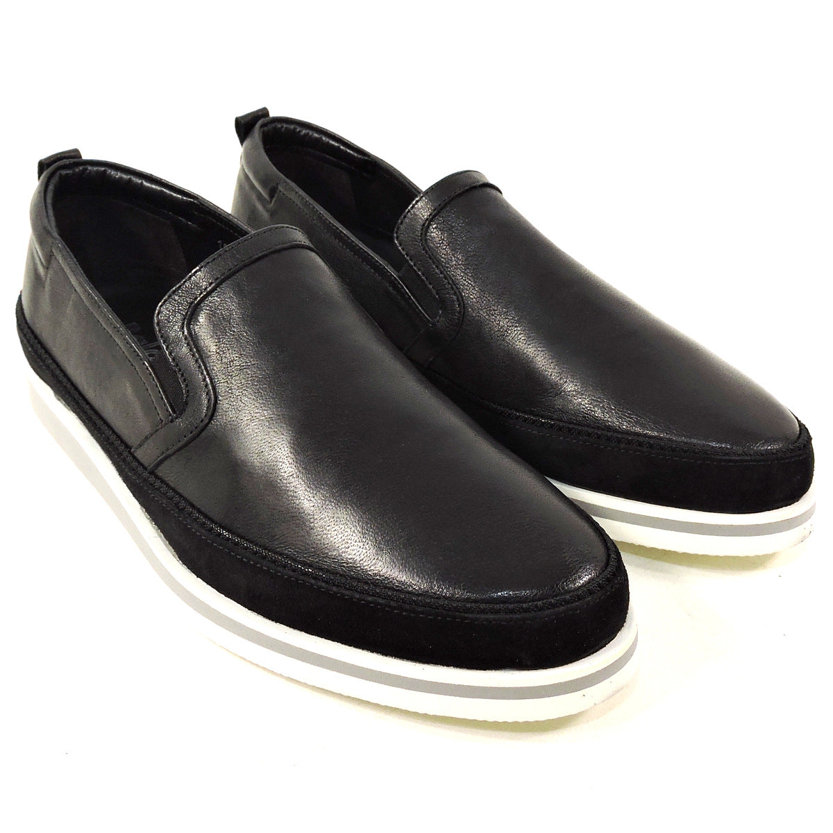 BALDININI 🇮🇹 MEN'S BLACK LEATHER & SUEDE COMFORT SUMMER LOAFERS