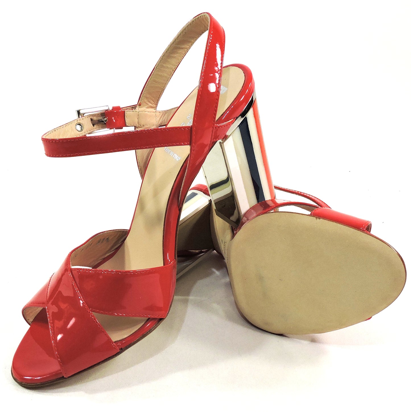 BALDININI 🇮🇹 WOMEN'S RED PATENT LEATHER COMFORT FASHION SANDALS