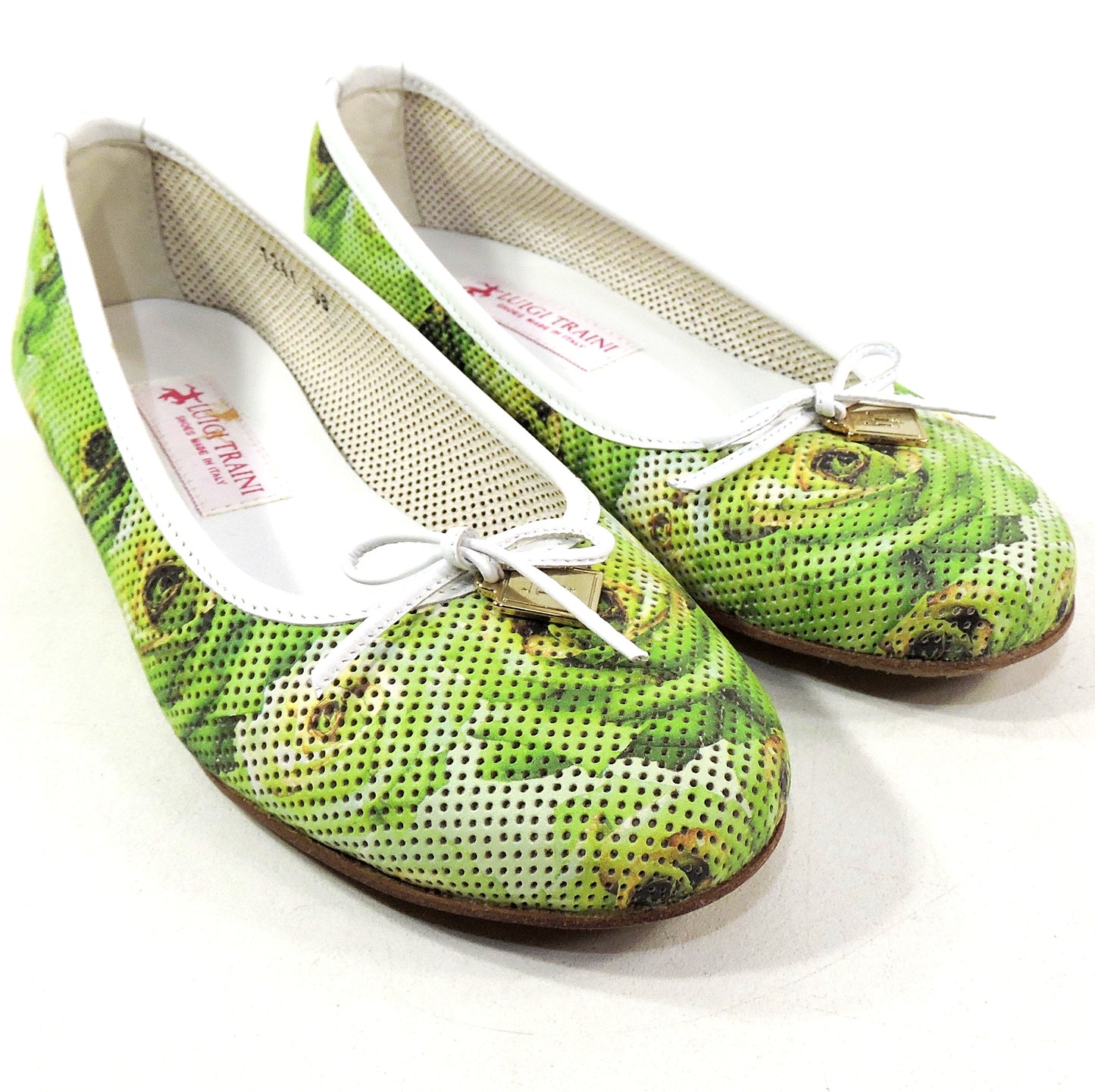 LUIGI TRAINI 🇮🇹 WOMEN'S GREEN SOFT LEATHER COMFORT SUMMER FLAT LOAFERS