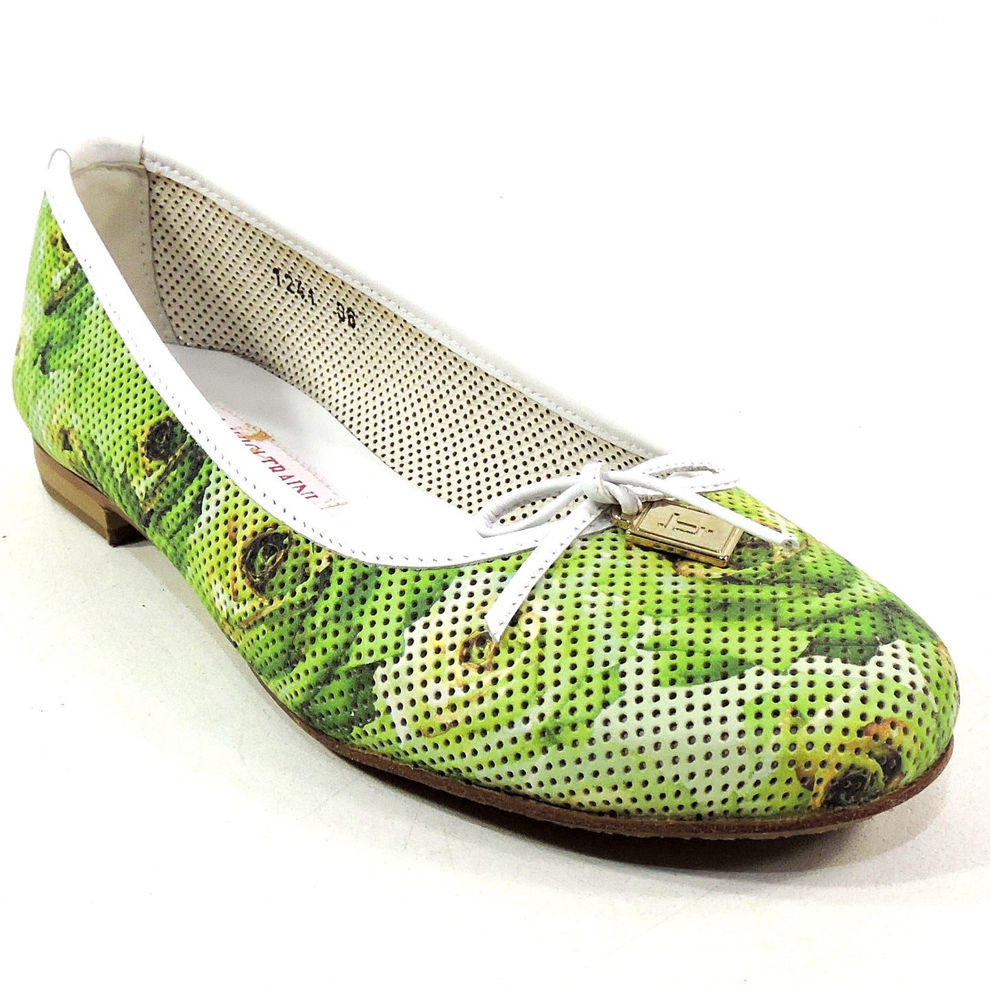 LUIGI TRAINI 🇮🇹 WOMEN'S GREEN SOFT LEATHER COMFORT SUMMER FLAT LOAFERS