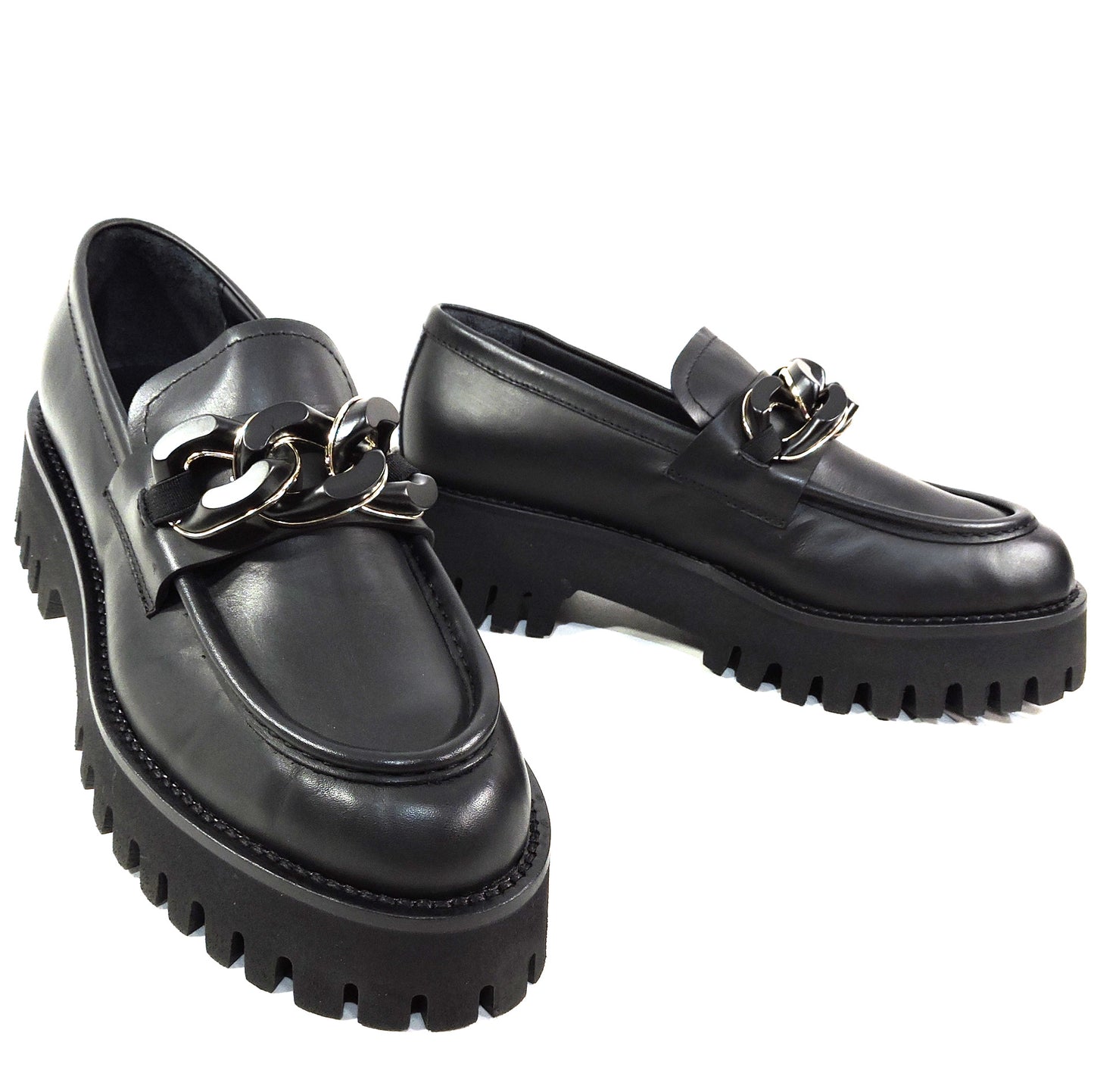 CASADEI ๐ฎ๐น WOMEN'S BLACK SOFT LEATHER COMFORT FASHION LOAFERS