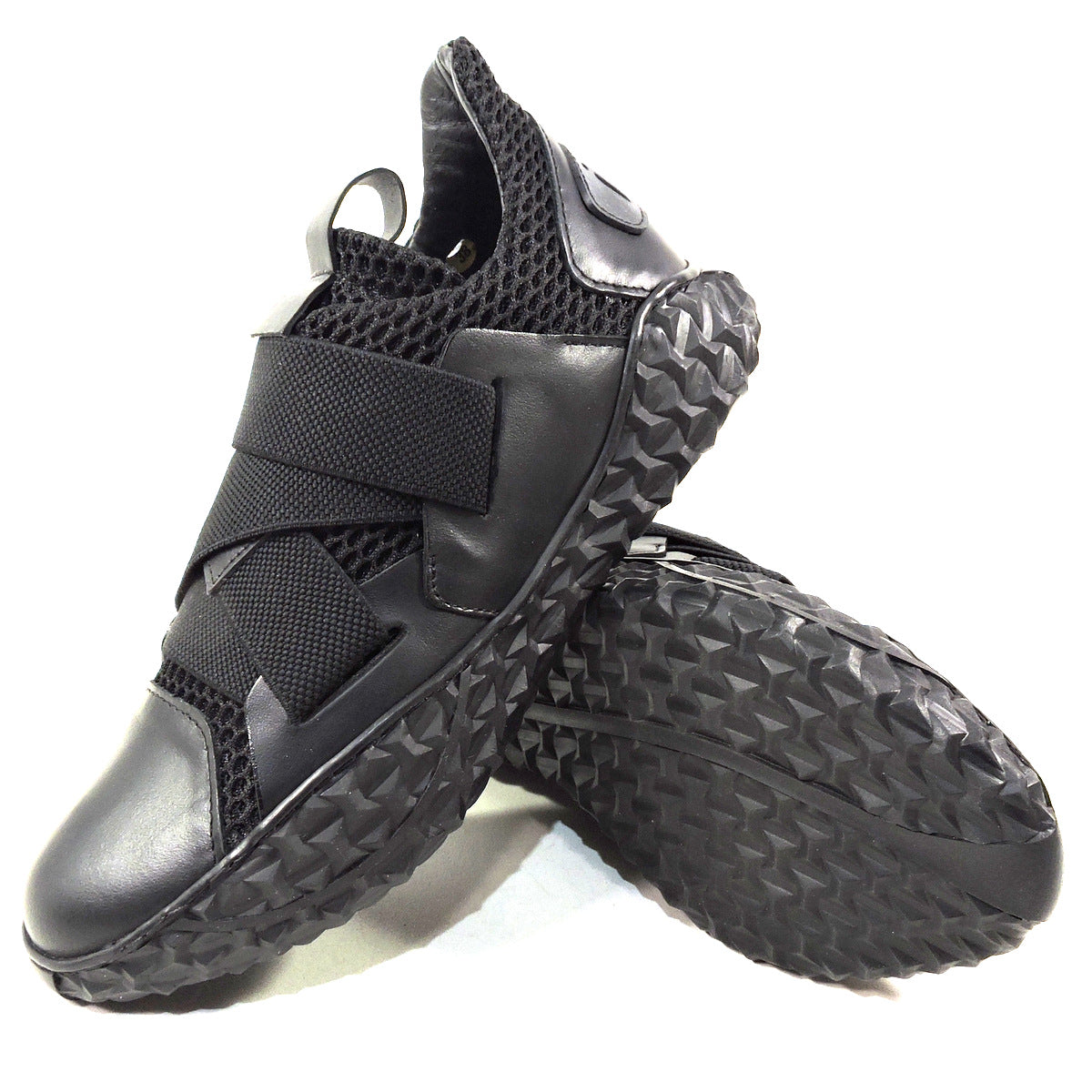 IXOS 🇮🇹 WOMEN'S BLACK LEATHER & FABRIC COMFORT FASHION SUMMER SNEAKERS