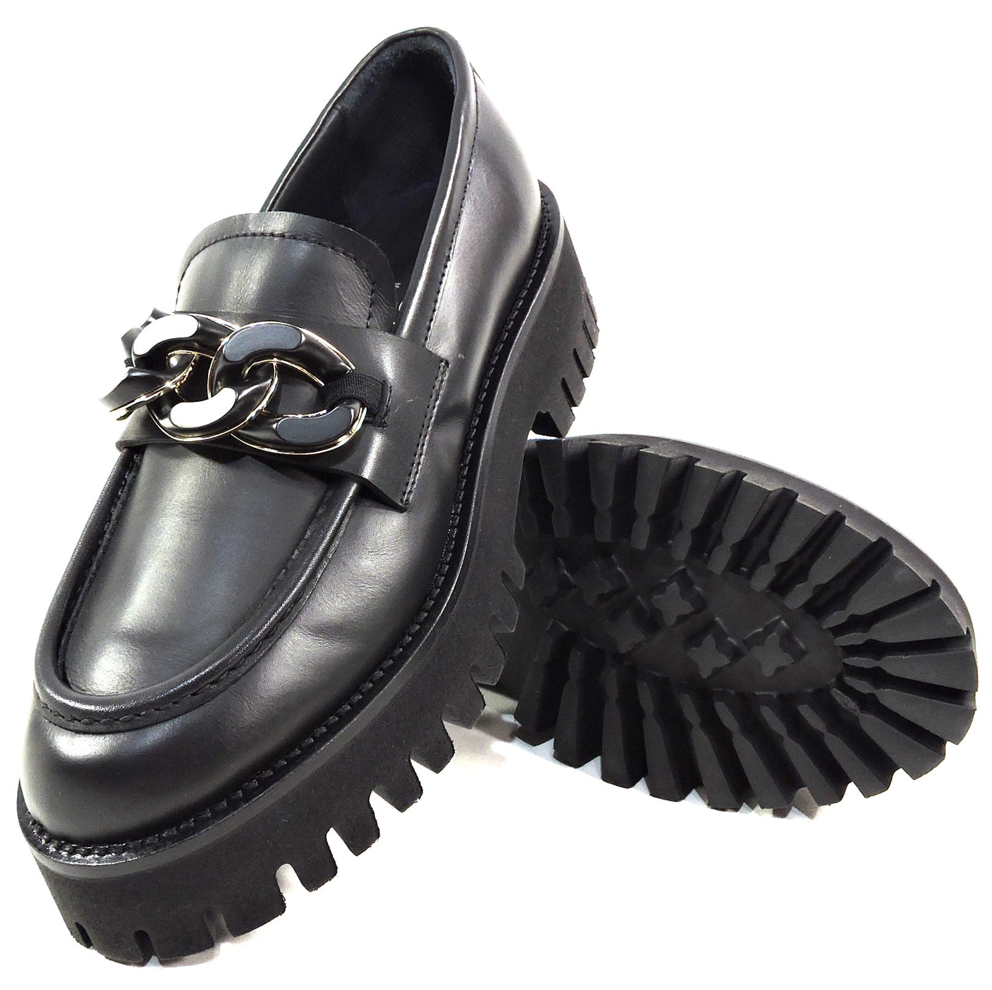 CASADEI ๐ฎ๐น WOMEN'S BLACK SOFT LEATHER COMFORT FASHION LOAFERS