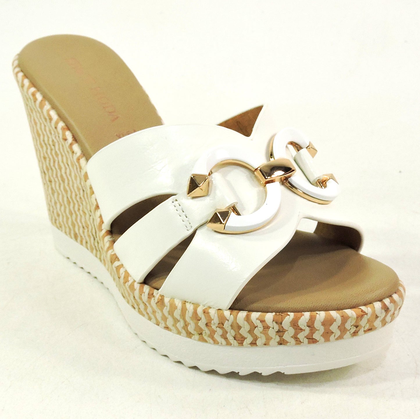 SPACE MODA BY REPO 🇮🇹 WOMEN'S WHITE SOFT LEATHER COMFORT SUMMER WEDGE MULES