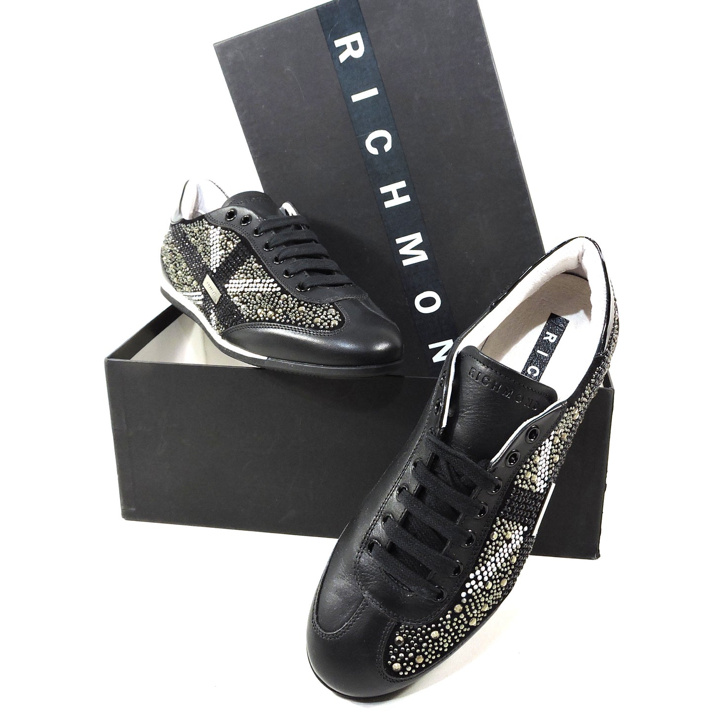 RICHMOND 🇮🇹 WOMEN'S BLACK LEATHER COMFORT FASHION SNEAKERS