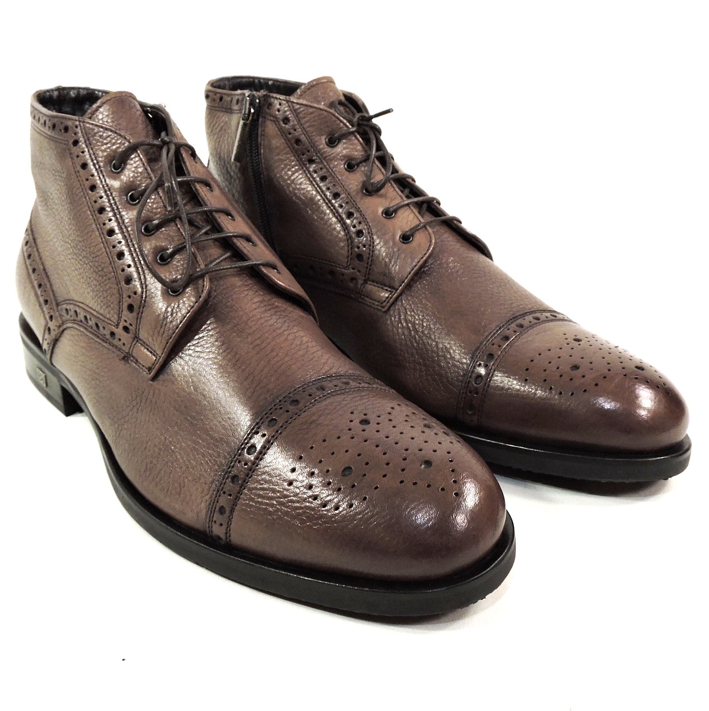BALDININI ๐ฎ๐น MEN'S BROWN SOFT LEATHER WINTER FUR LINING COMFORT OXFORD BOOTIE