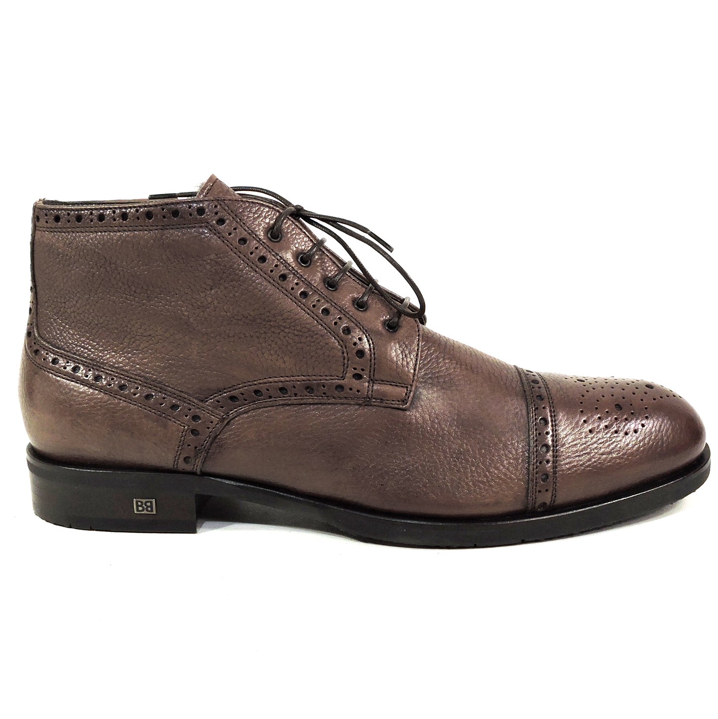 BALDININI ๐ฎ๐น MEN'S BROWN SOFT LEATHER WINTER FUR LINING COMFORT OXFORD BOOTIE