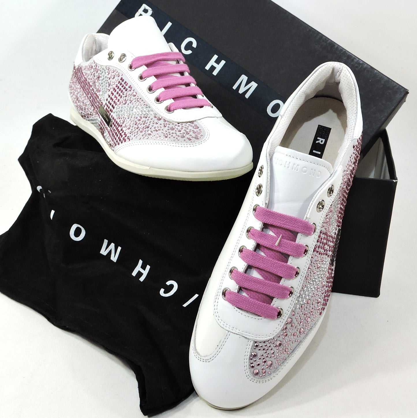 JOHN RICHMOND 🇮🇹 WOMEN'S WHITE LEATHER COMFORT FASHION SNEAKERS