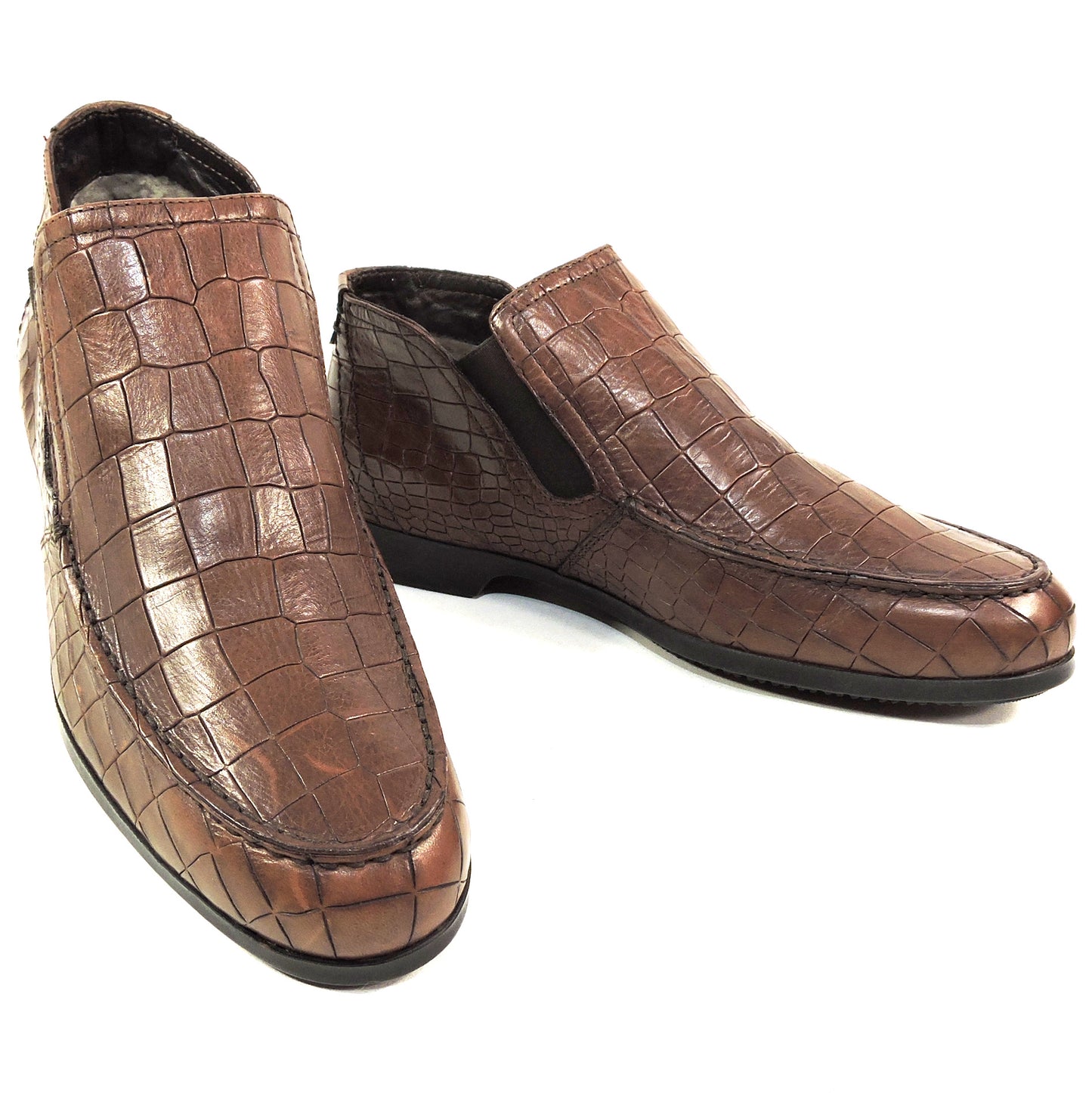 BALDININI ๐ฎ๐น MEN'S BROWN SOFT LEATHER WINTER FUR LINING CHELSEA BOOTIE