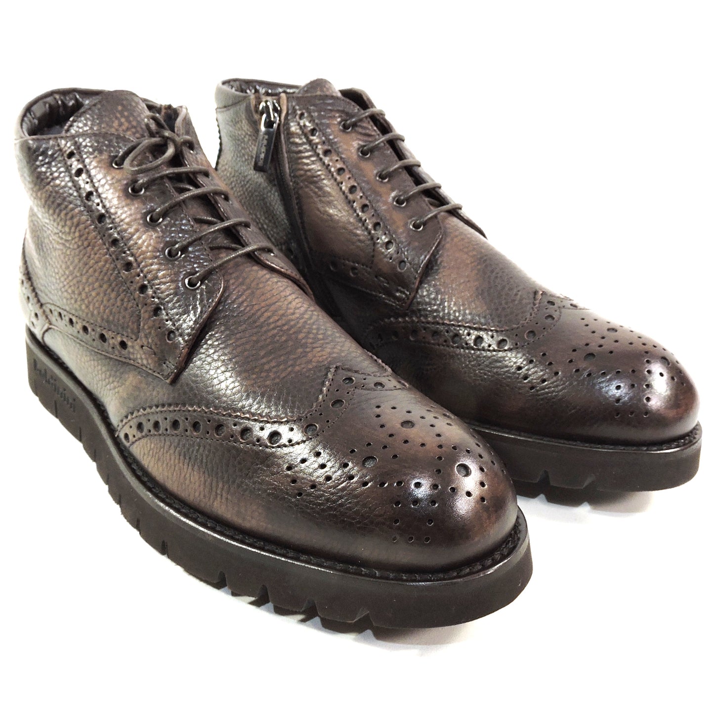 BALDININI ๐ฎ๐น MEN'S BROWN SOFT LEATHER WINTER FUR LINING FLAT BOOTIE