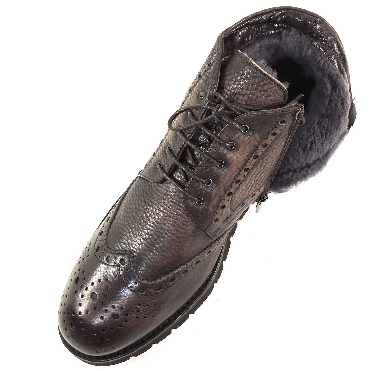 BALDININI ๐ฎ๐น MEN'S BROWN SOFT LEATHER WINTER FUR LINING FLAT BOOTIE