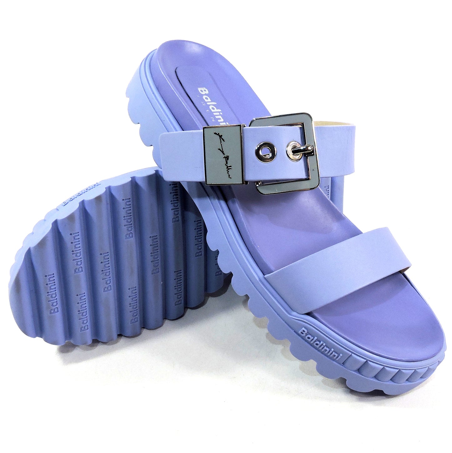 BALDININI 🇮🇹 WOMEN'S BLUE SOFT LEATHER COMFORT SUMMER MULES