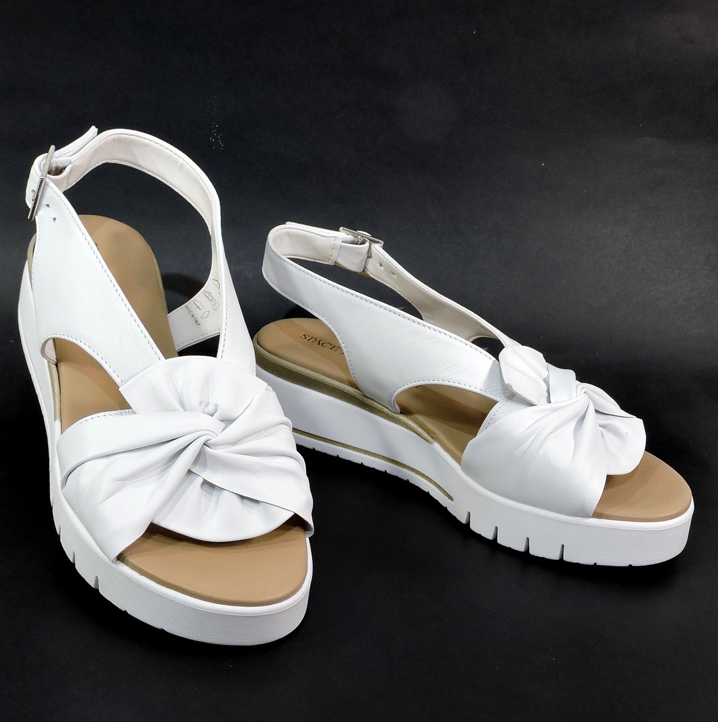SPACE MODA BY REPO 🇮🇹 WOMEN'S WHITE SOFT LEATHER COMFORT SUMMER WEDGE SANDALS