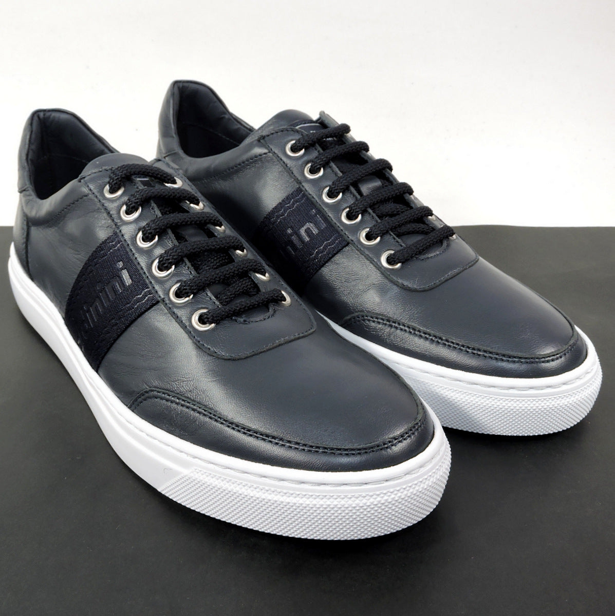 BALDININI š®š¹ MEN'S BLUE SOFT LEATHER COMFORT FASHION SNEAKERS
