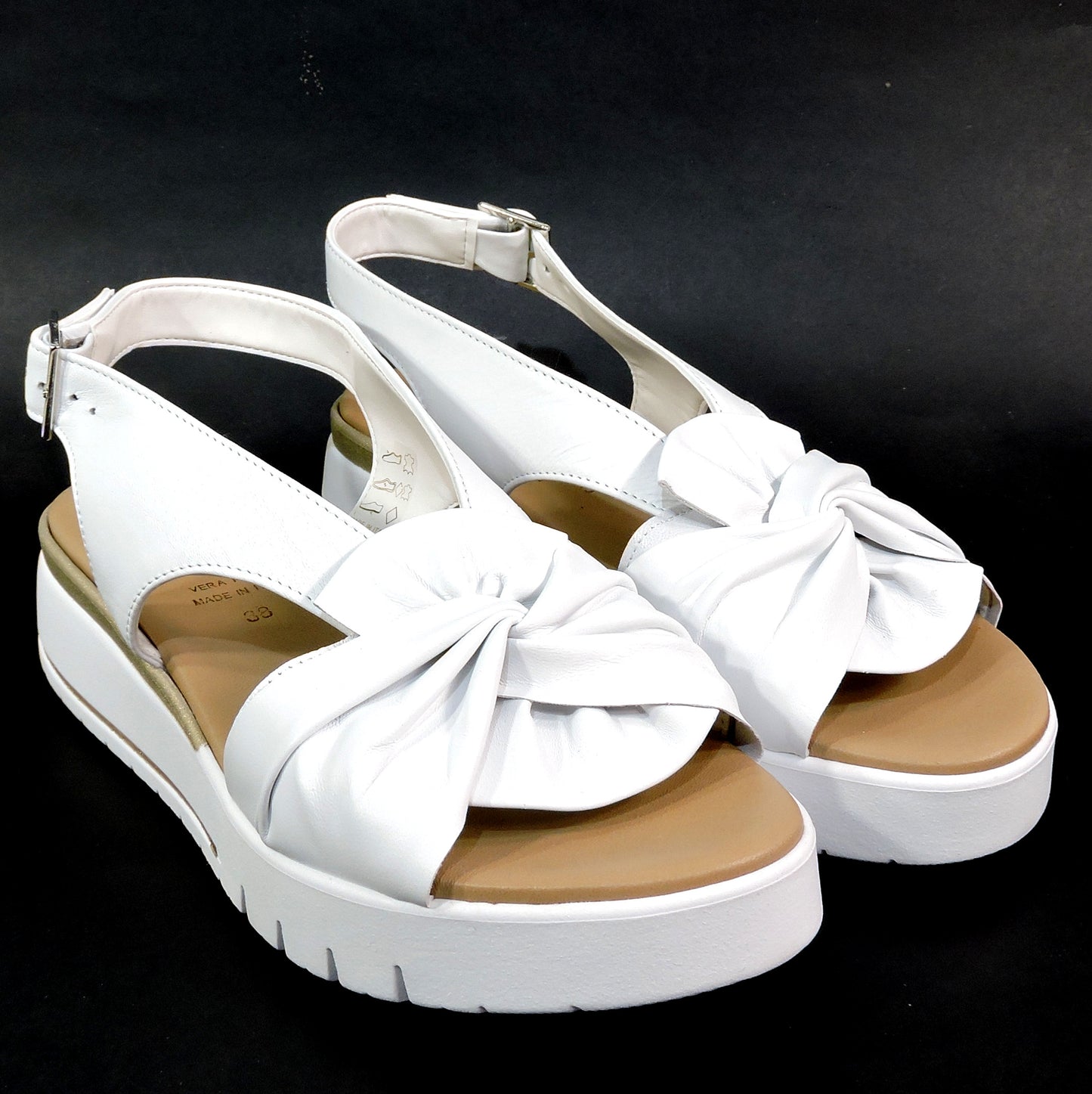 SPACE MODA BY REPO 🇮🇹 WOMEN'S WHITE SOFT LEATHER COMFORT SUMMER WEDGE SANDALS
