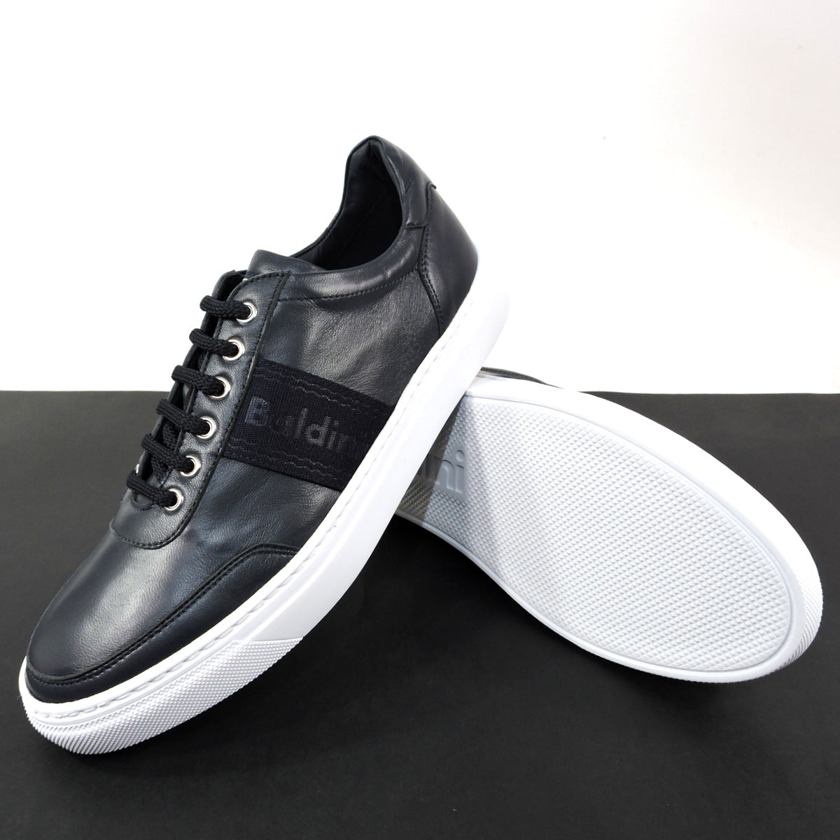 BALDININI š®š¹ MEN'S BLUE SOFT LEATHER COMFORT FASHION SNEAKERS