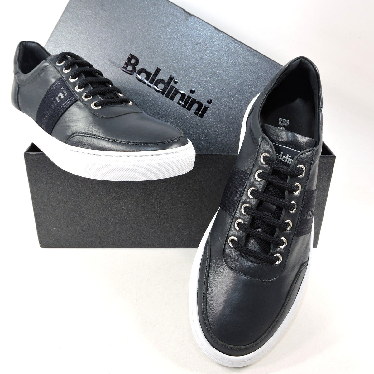 BALDININI š®š¹ MEN'S BLUE SOFT LEATHER COMFORT FASHION SNEAKERS