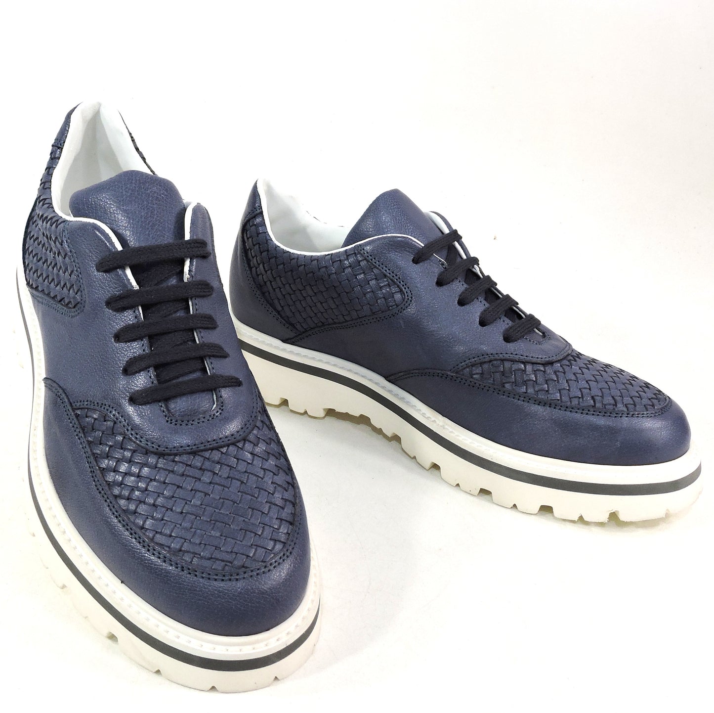 ALBERTO CICCIOLI 🇮🇹 MEN'S BLUE SOFT LEATHER COMFORT SUMMER SNEAKERS 43 eu