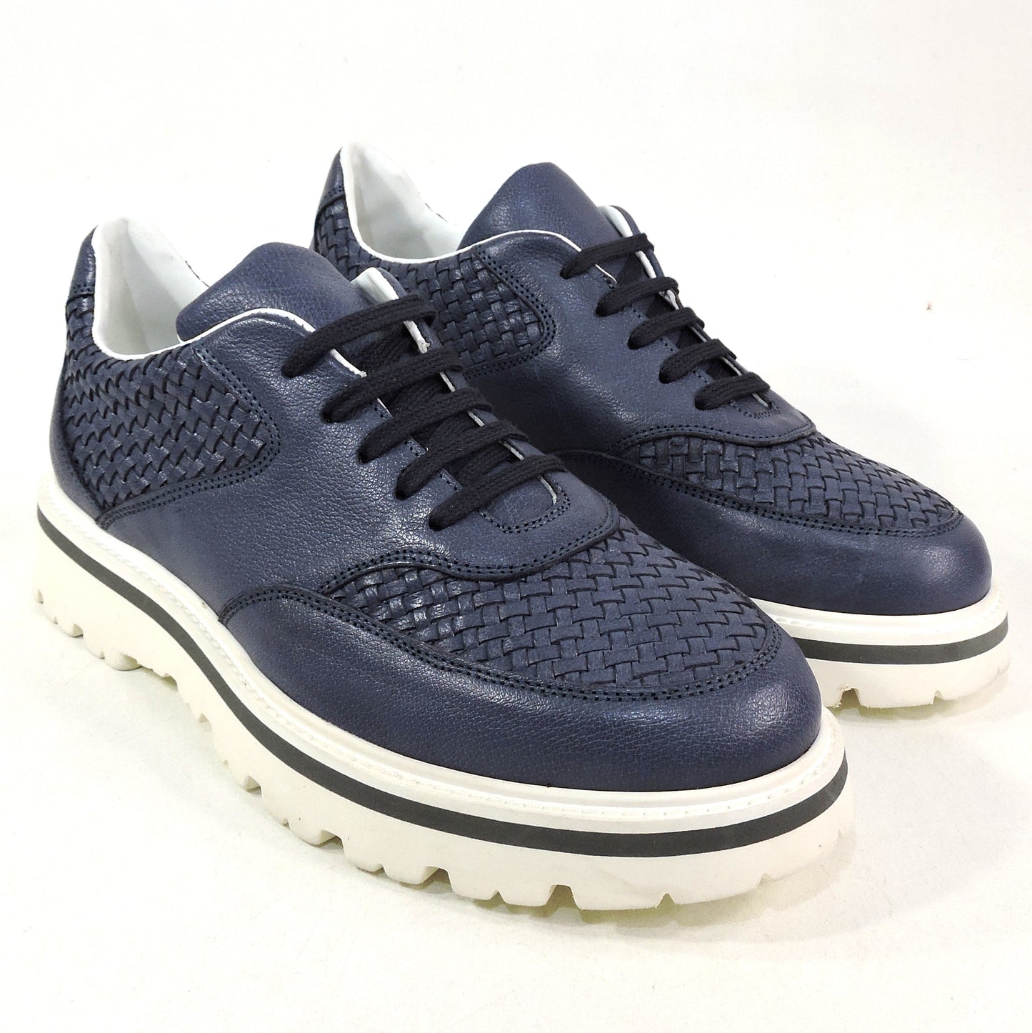 ALBERTO CICCIOLI 🇮🇹 MEN'S BLUE SOFT LEATHER COMFORT SUMMER SNEAKERS 43 eu