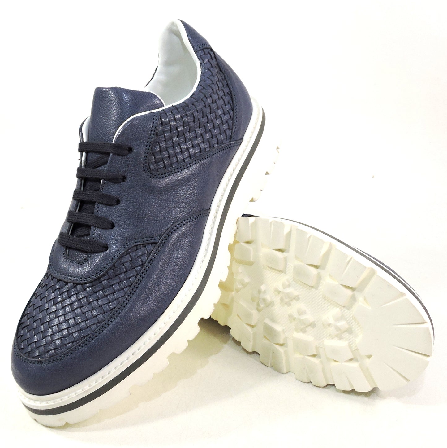 ALBERTO CICCIOLI 🇮🇹 MEN'S BLUE SOFT LEATHER COMFORT SUMMER SNEAKERS 43 eu