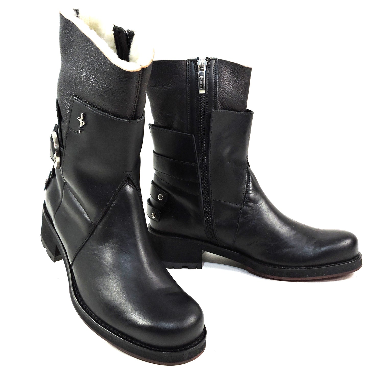 CESARE PACIOTTI 4 US ๐ฎ๐น WOMEN'S BLACK SOFT LEATHER FUR LINING BOOTS