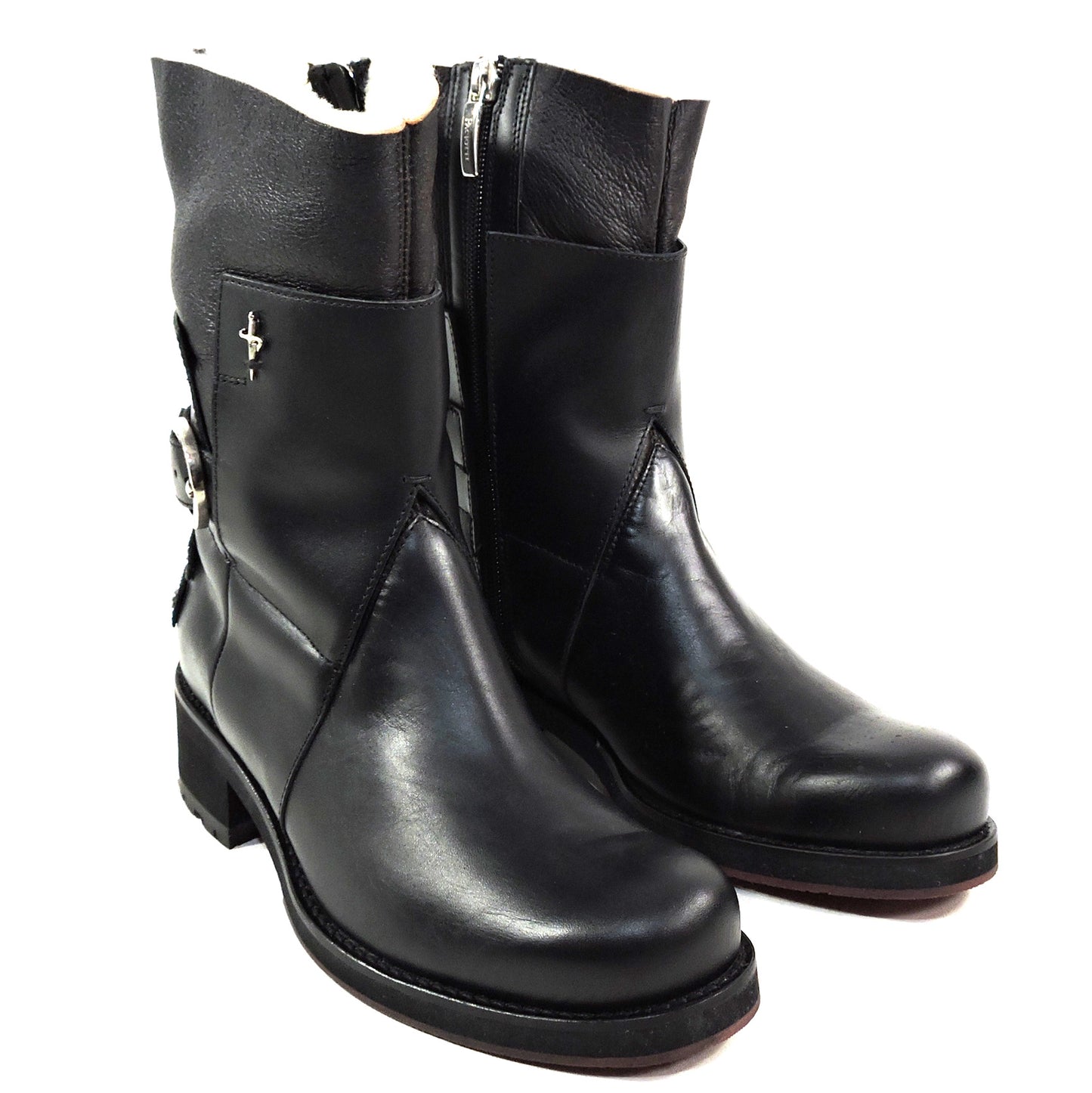 CESARE PACIOTTI 4 US ๐ฎ๐น WOMEN'S BLACK SOFT LEATHER FUR LINING BOOTS