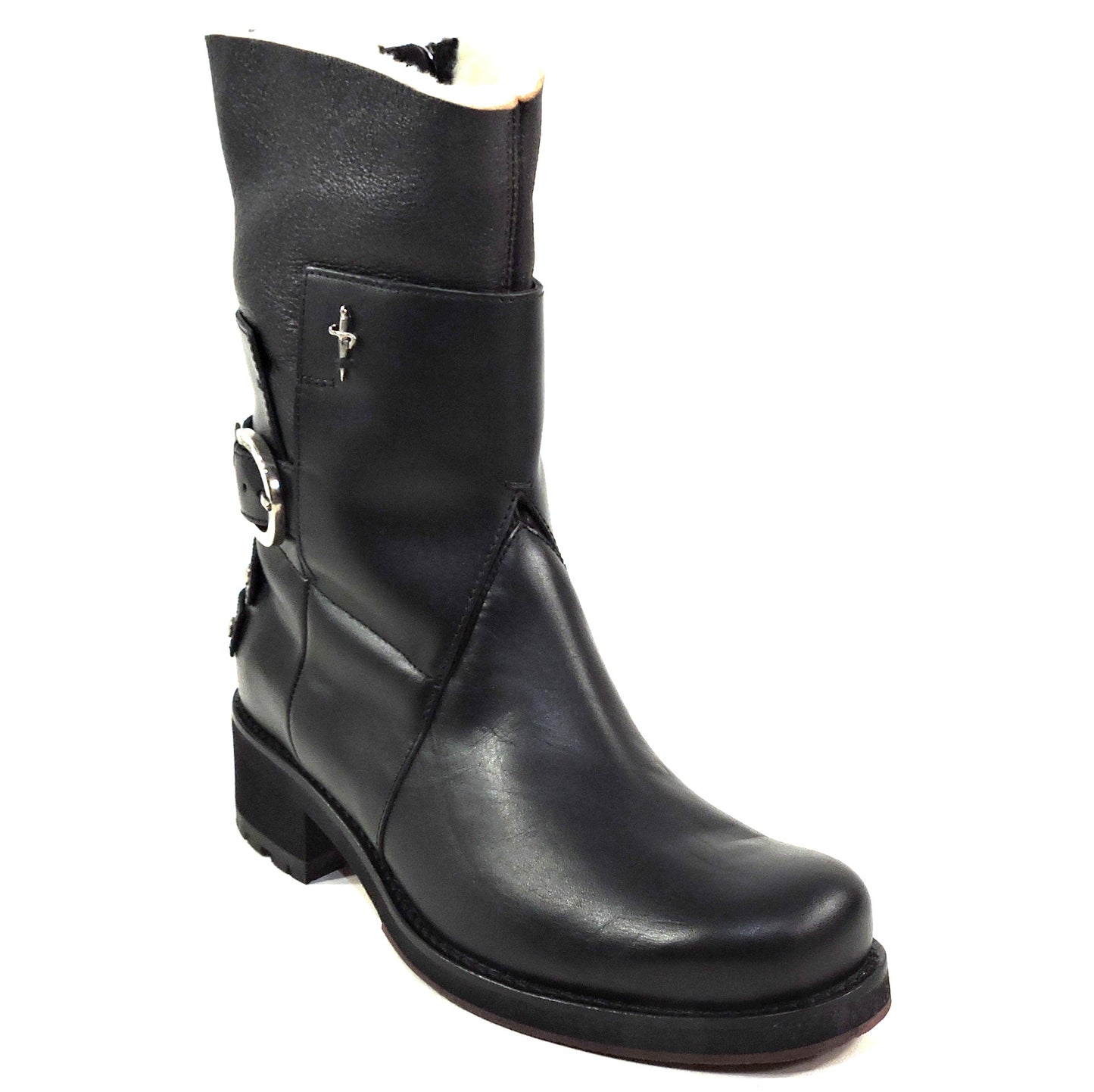 CESARE PACIOTTI 4 US ๐ฎ๐น WOMEN'S BLACK SOFT LEATHER FUR LINING BOOTS