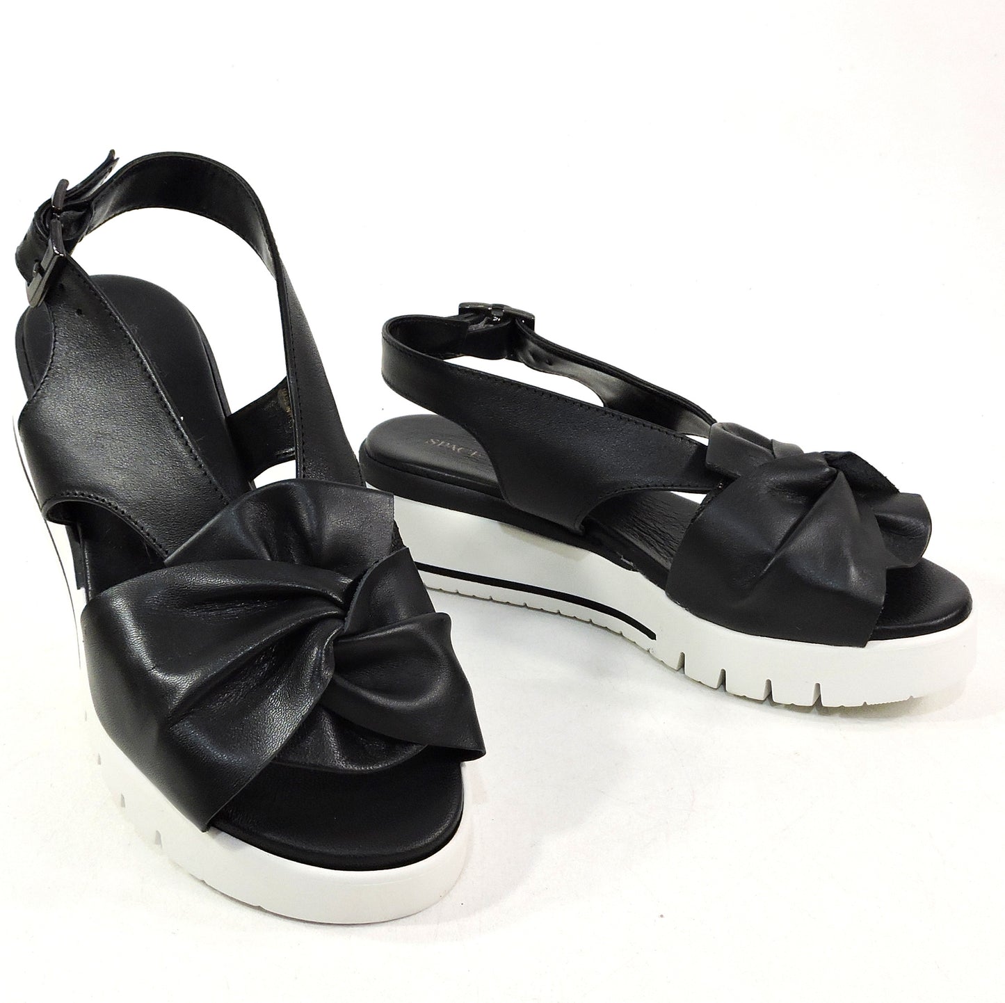 SPACE MODA BY REPO 🇮🇹 WOMEN'S BLACK SOFT LEATHER COMFORT SUMMER FLAT SANDALS