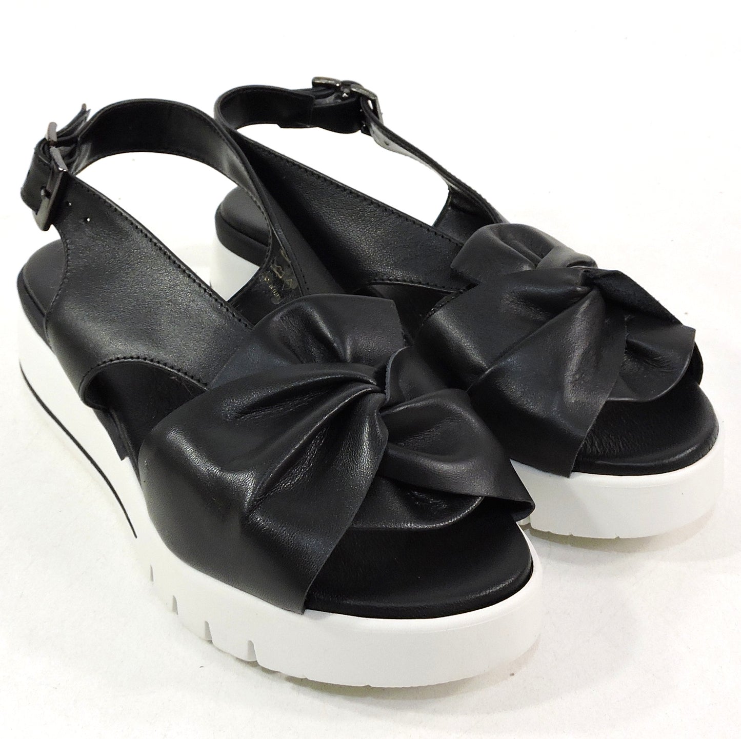 SPACE MODA BY REPO 🇮🇹 WOMEN'S BLACK SOFT LEATHER COMFORT SUMMER FLAT SANDALS