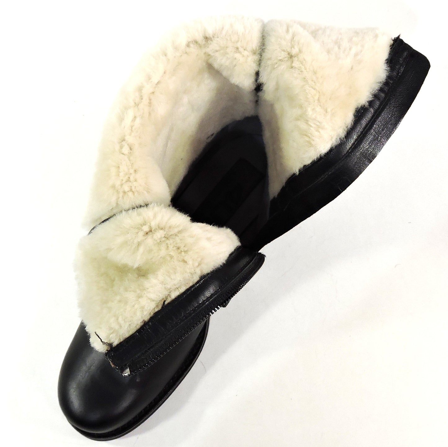 CESARE PACIOTTI 4 US ๐ฎ๐น WOMEN'S BLACK SOFT LEATHER FUR LINING BOOTS