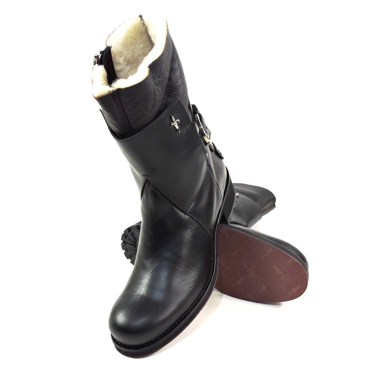 CESARE PACIOTTI 4 US ๐ฎ๐น WOMEN'S BLACK SOFT LEATHER FUR LINING BOOTS