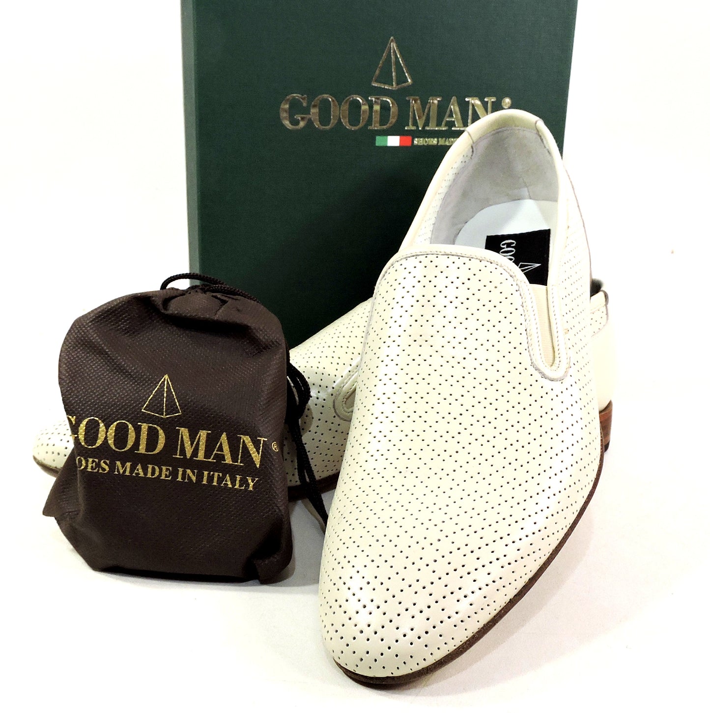 GOODMAN 🇮🇹 MEN'S OFF-WHITE SOFT LEATHER COMFORT SUMMER LOAFERS
