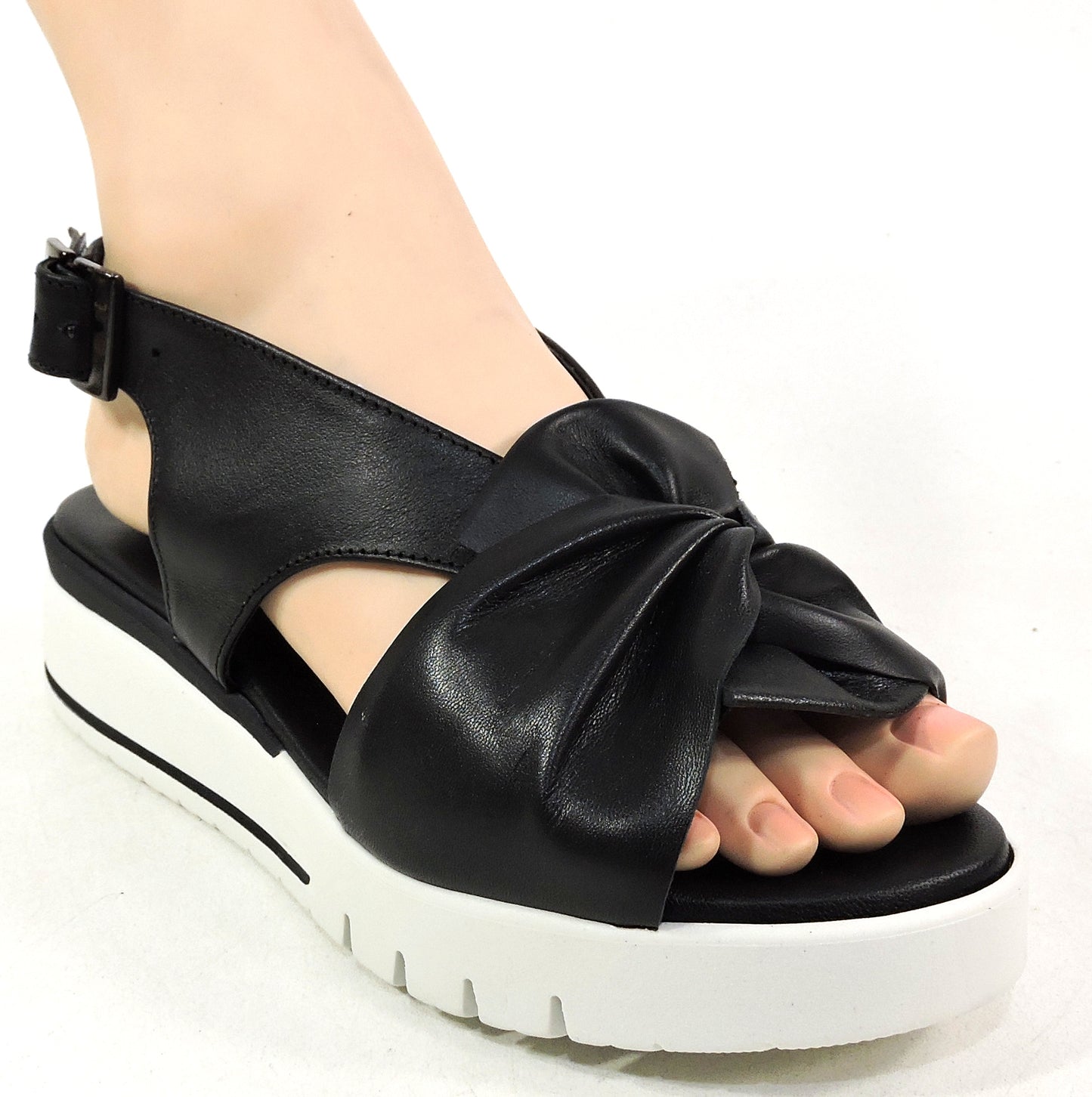 SPACE MODA BY REPO 🇮🇹 WOMEN'S BLACK SOFT LEATHER COMFORT SUMMER FLAT SANDALS