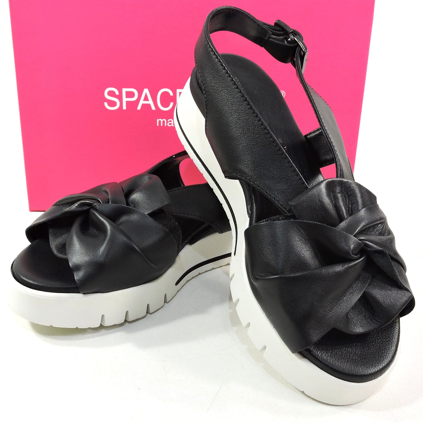 SPACE MODA BY REPO 🇮🇹 WOMEN'S BLACK SOFT LEATHER COMFORT SUMMER FLAT SANDALS