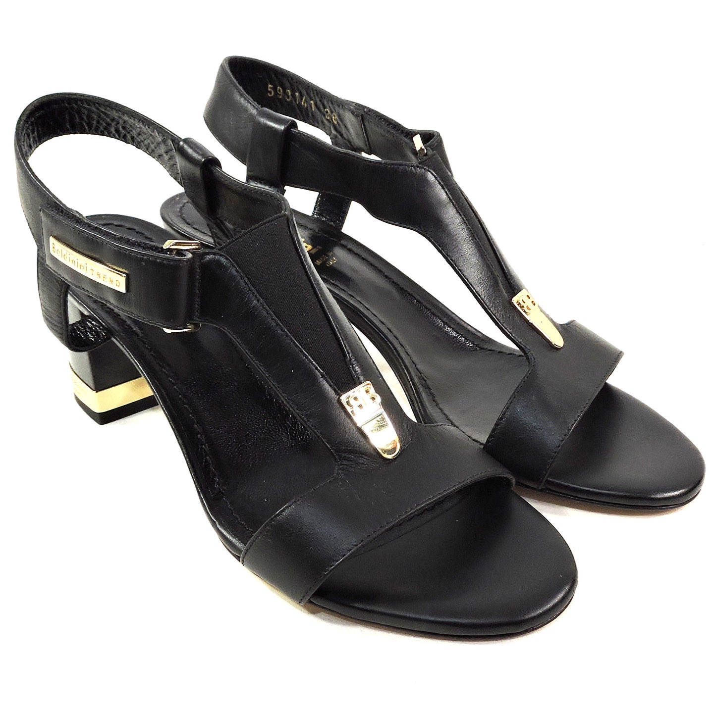BALDININI 🇮🇹 WOMEN'S BLACK SOFT LEATHER COMFORT FASHION SANDALS