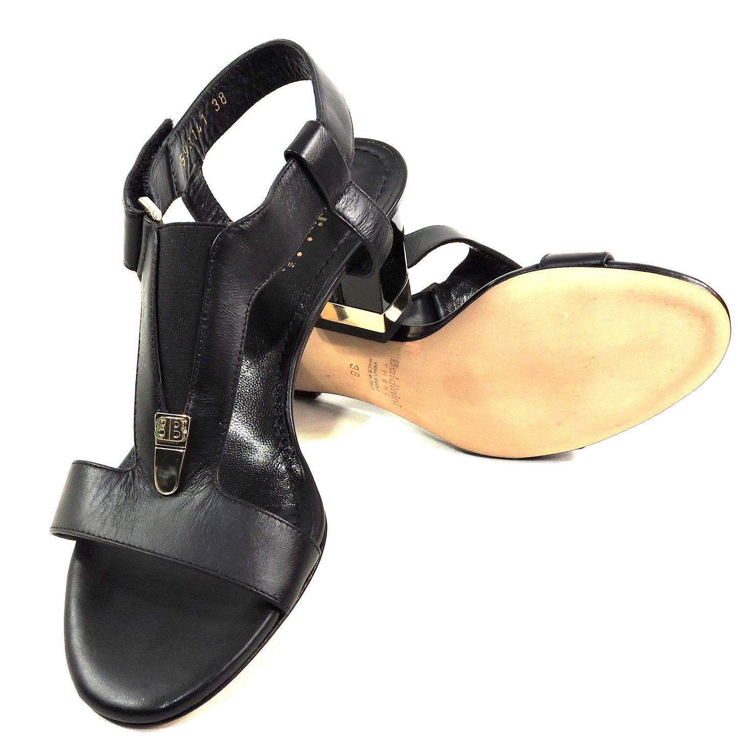 BALDININI 🇮🇹 WOMEN'S BLACK SOFT LEATHER COMFORT FASHION SANDALS