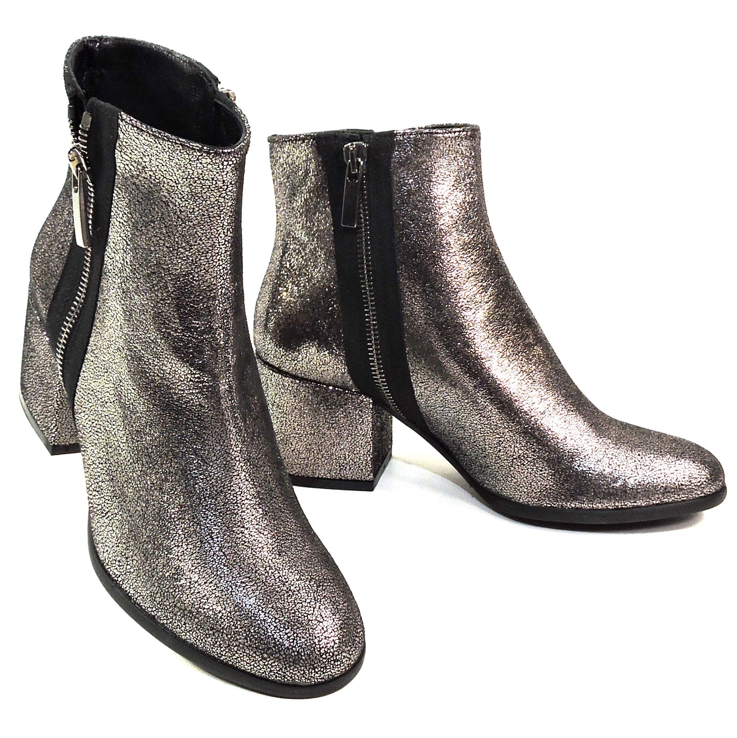 ROGAN 🇮🇹 WOMEN'S SOFT SILVER SUEDE COMFORT ANKLE BOOTIE