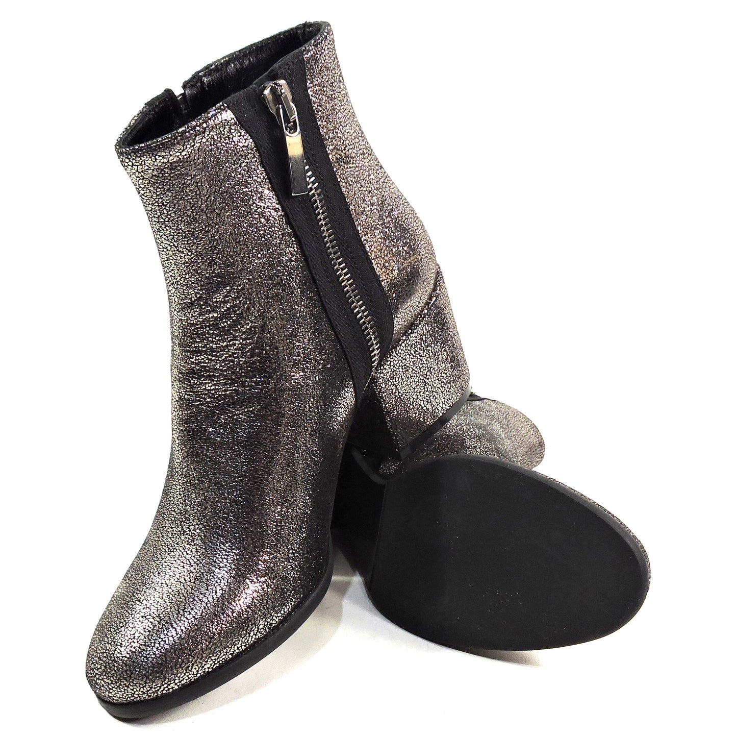 ROGAN 🇮🇹 WOMEN'S SOFT SILVER SUEDE COMFORT ANKLE BOOTIE