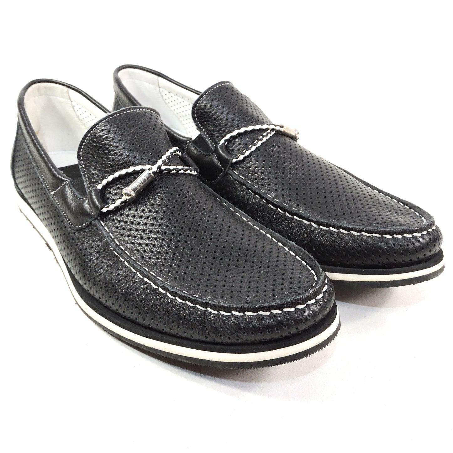 GOODMAN 🇮🇹 MEN'S BLACK SOFT LEATHER COMFORT SUMMER LOAFERS 42 EU