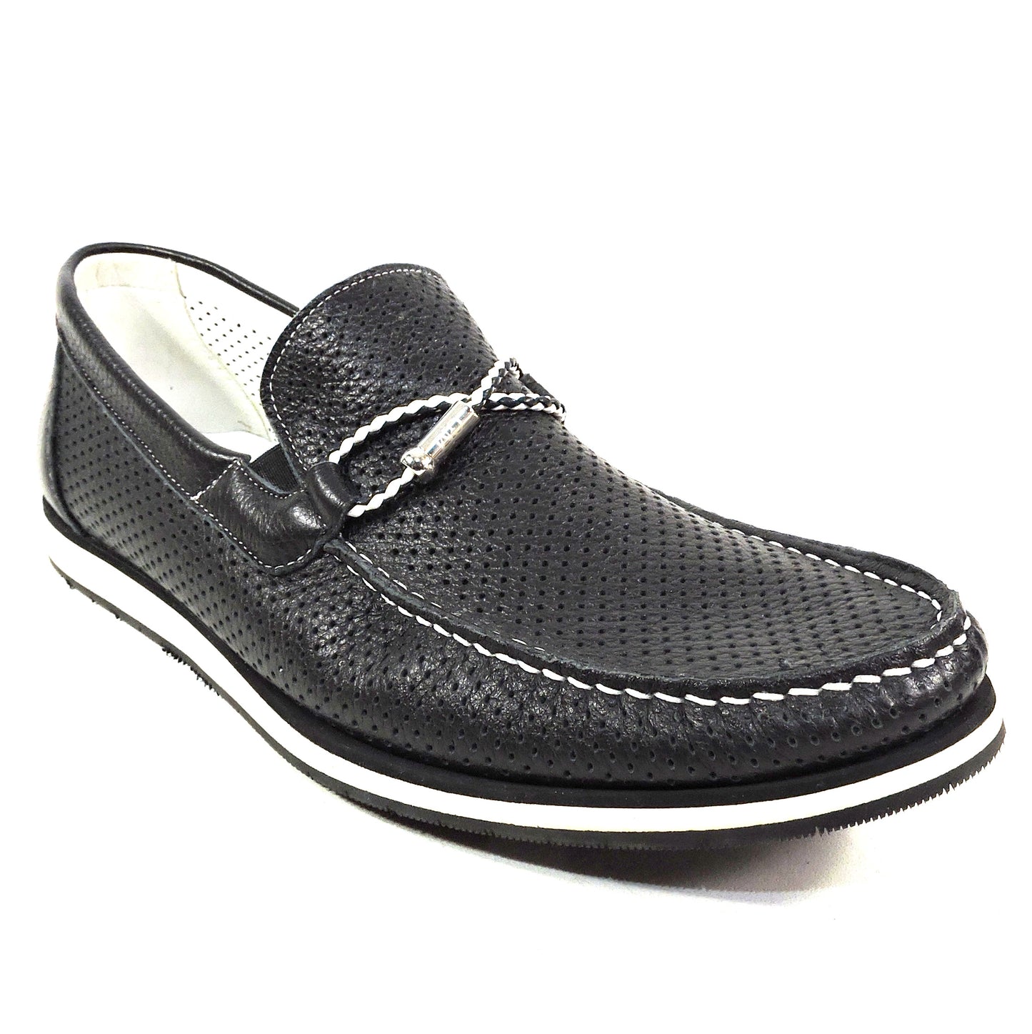 GOODMAN 🇮🇹 MEN'S BLACK SOFT LEATHER COMFORT SUMMER LOAFERS 42 EU