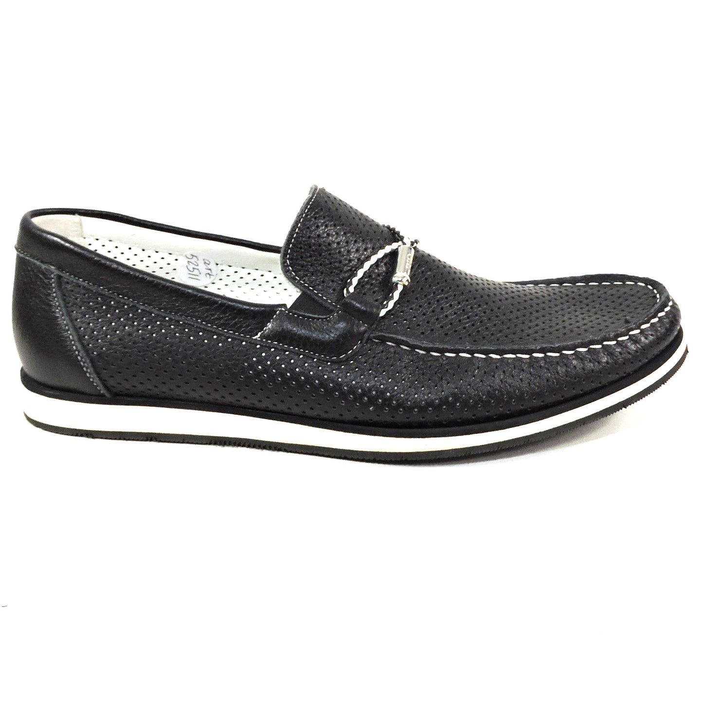 GOODMAN 🇮🇹 MEN'S BLACK SOFT LEATHER COMFORT SUMMER LOAFERS 42 EU