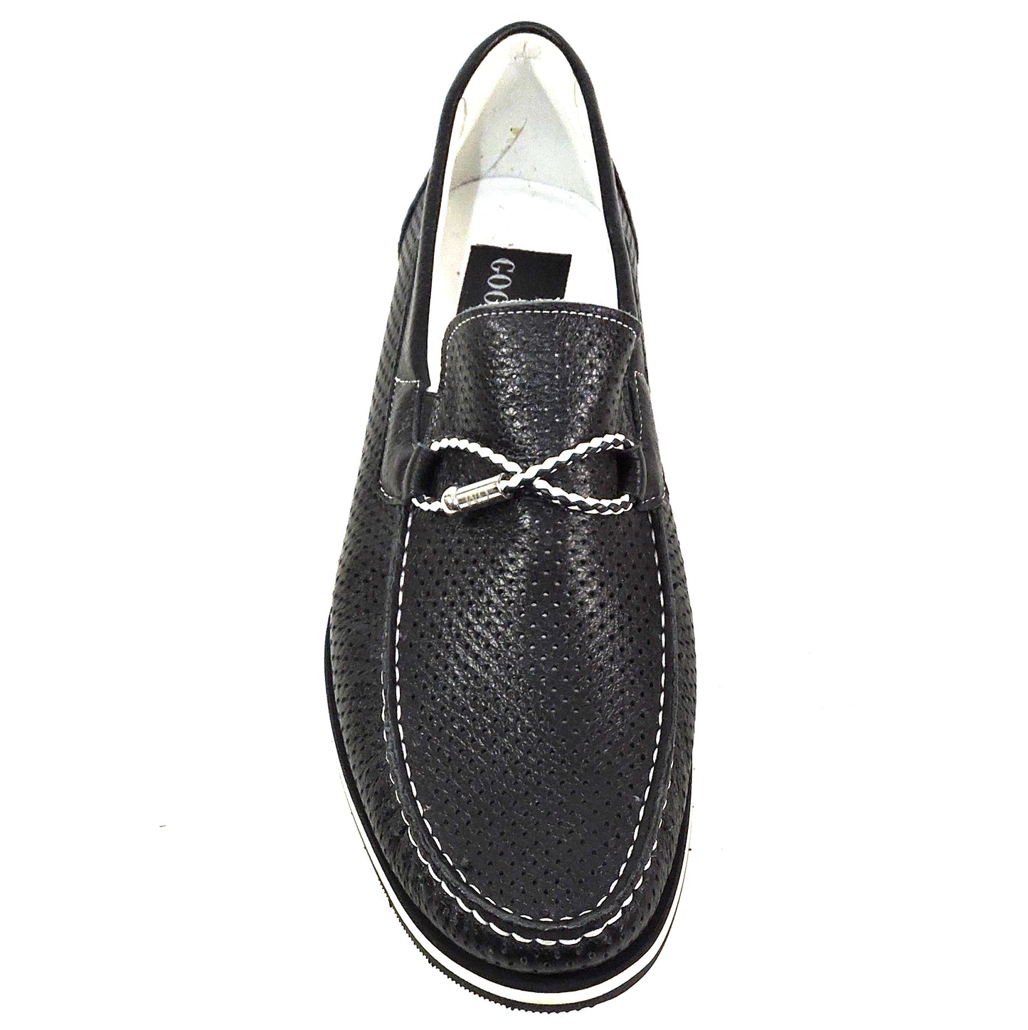 GOODMAN 🇮🇹 MEN'S BLACK SOFT LEATHER COMFORT SUMMER LOAFERS 42 EU