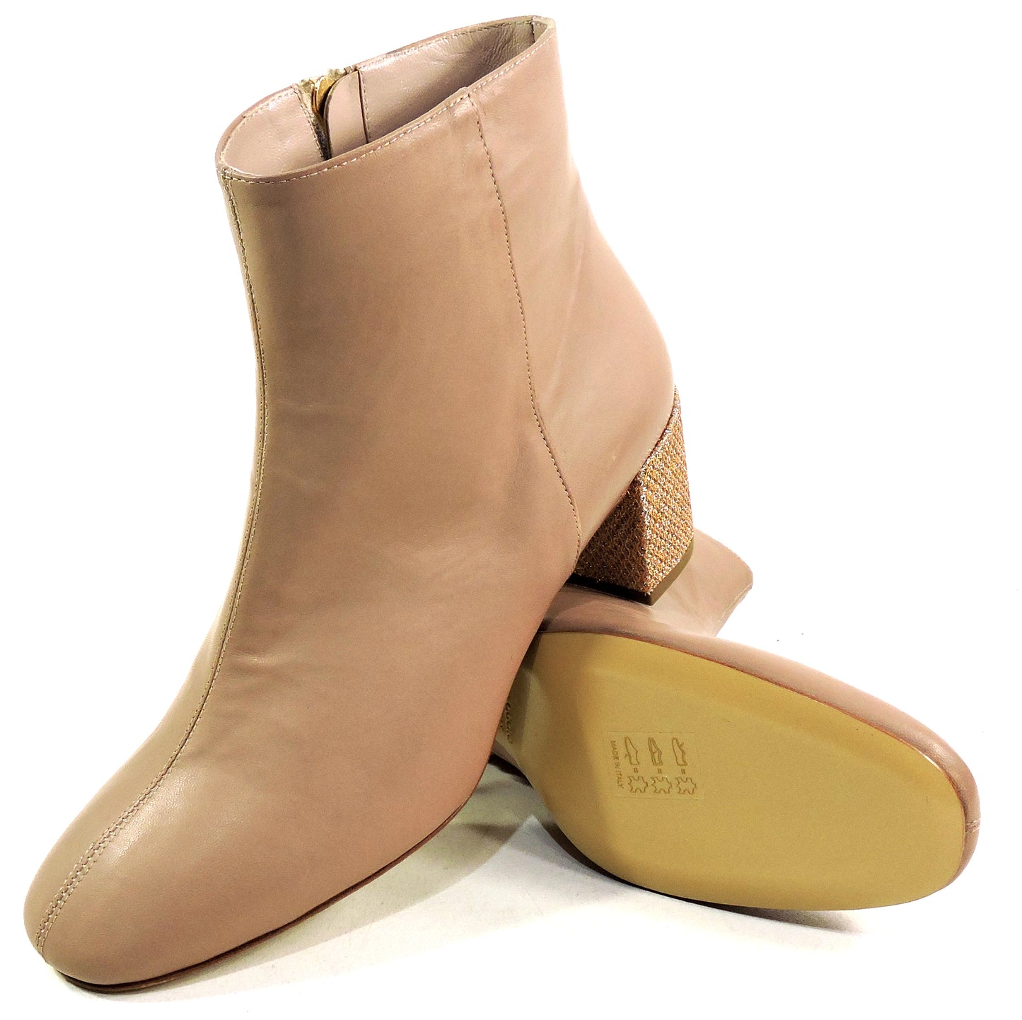 JDK 🇮🇹 WOMEN'S CREAM SOFT LEATHER COMFORT FASHION ANKLE BOOTIE