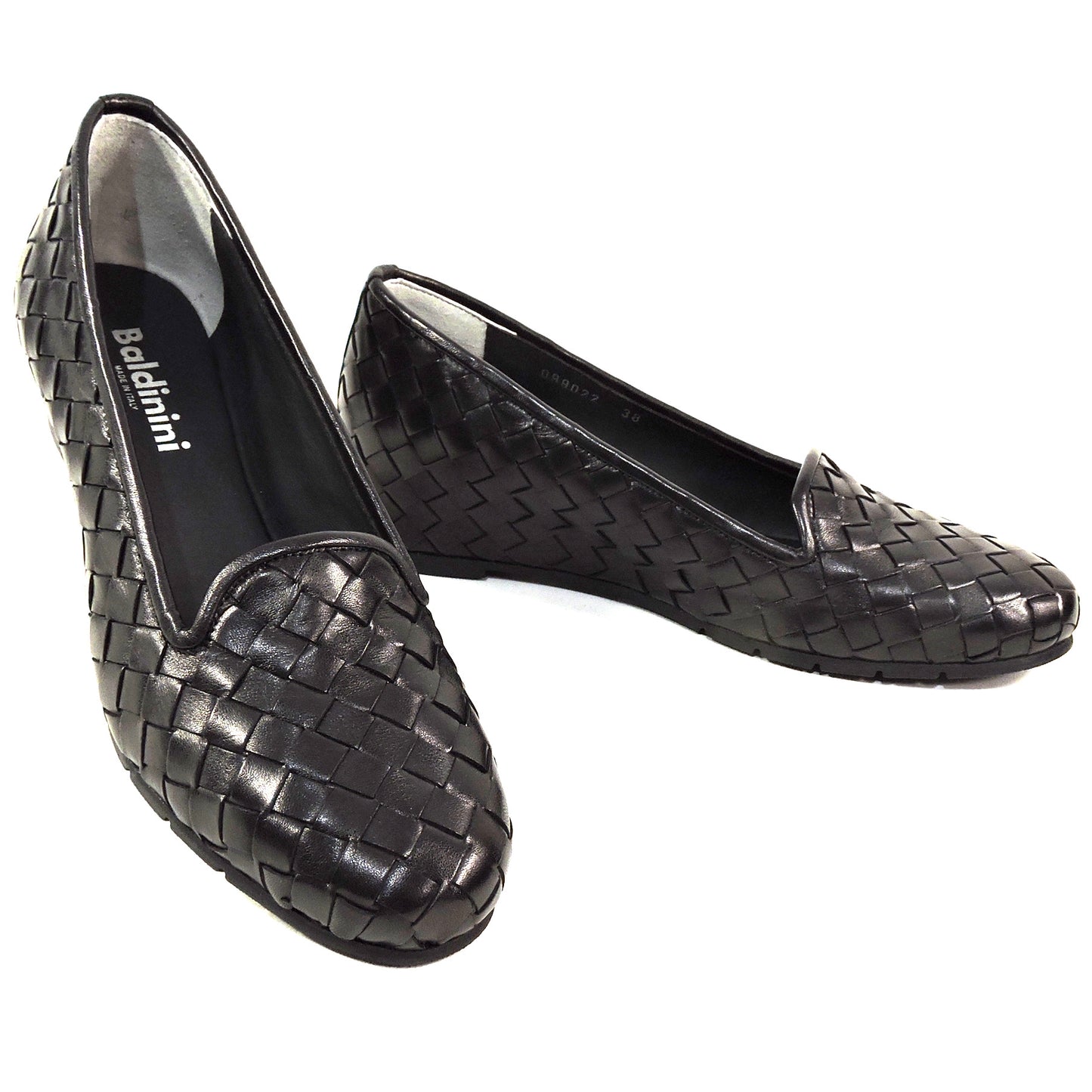 BALDININI ๐ฎ๐น WOMEN'S BLACK SOFT LEATHER WEDGE COMFORT LOAFERS