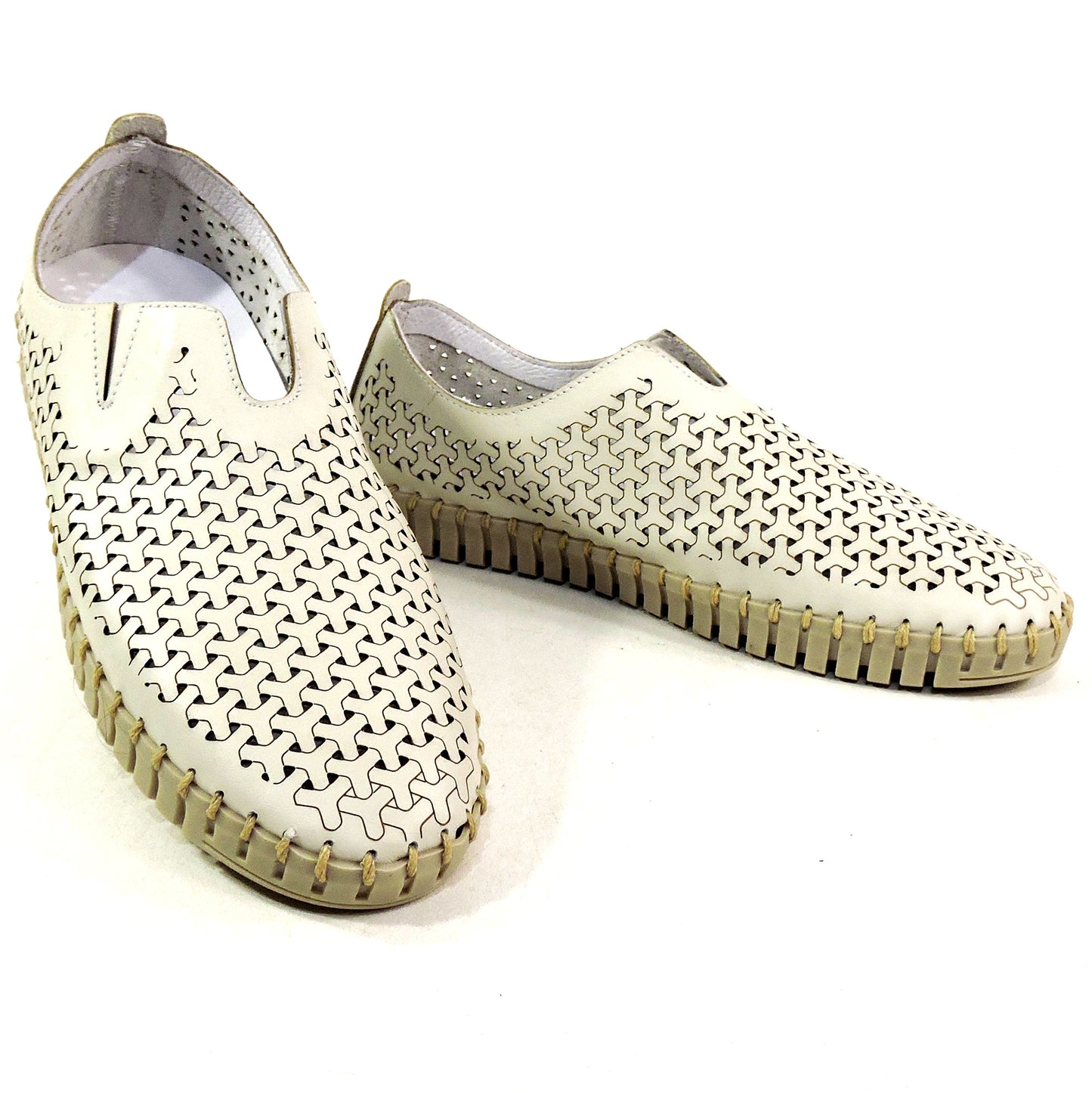 FRAU 🇮🇹 WOMEN'S SOFT IVORY LEATHER COMFORT SUMMER FLAT LOAFERS